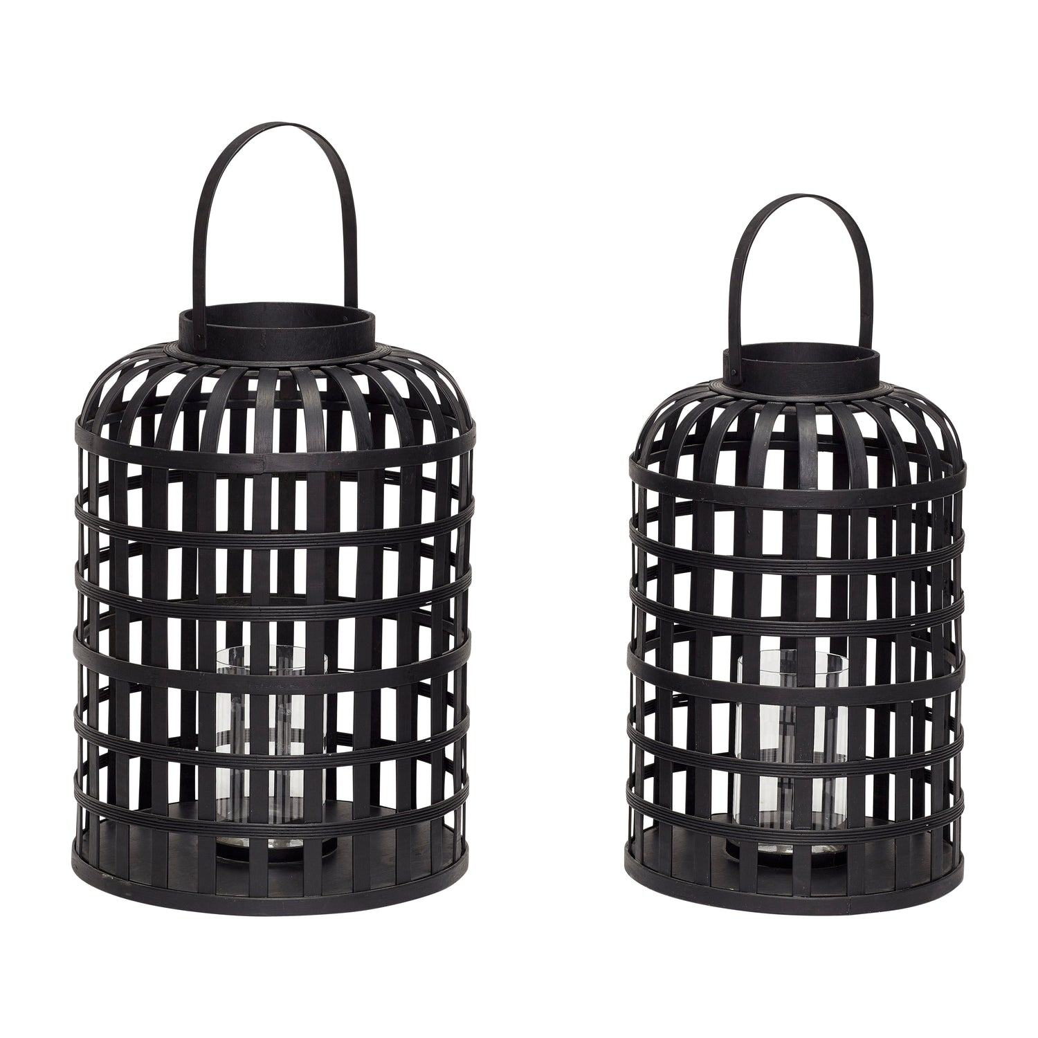 Grid lanterns black (set of 2) - Ø35XH54, Ø41XH58CM