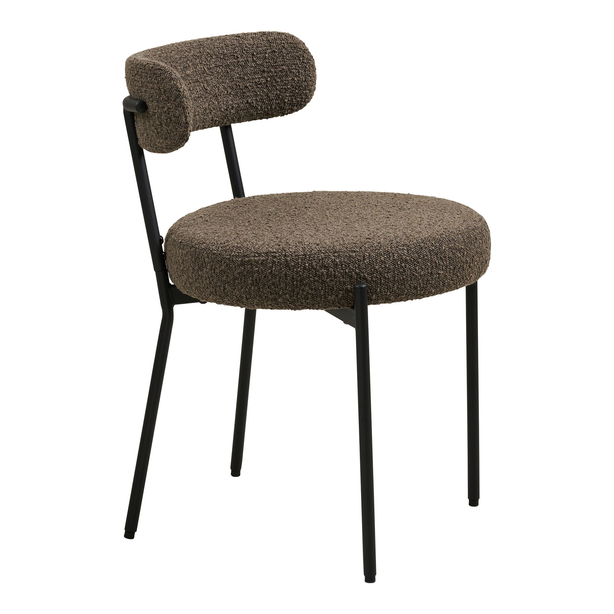 Badalona Dining table chair - Dining table chair, bouclé, brown, black legs HN1064