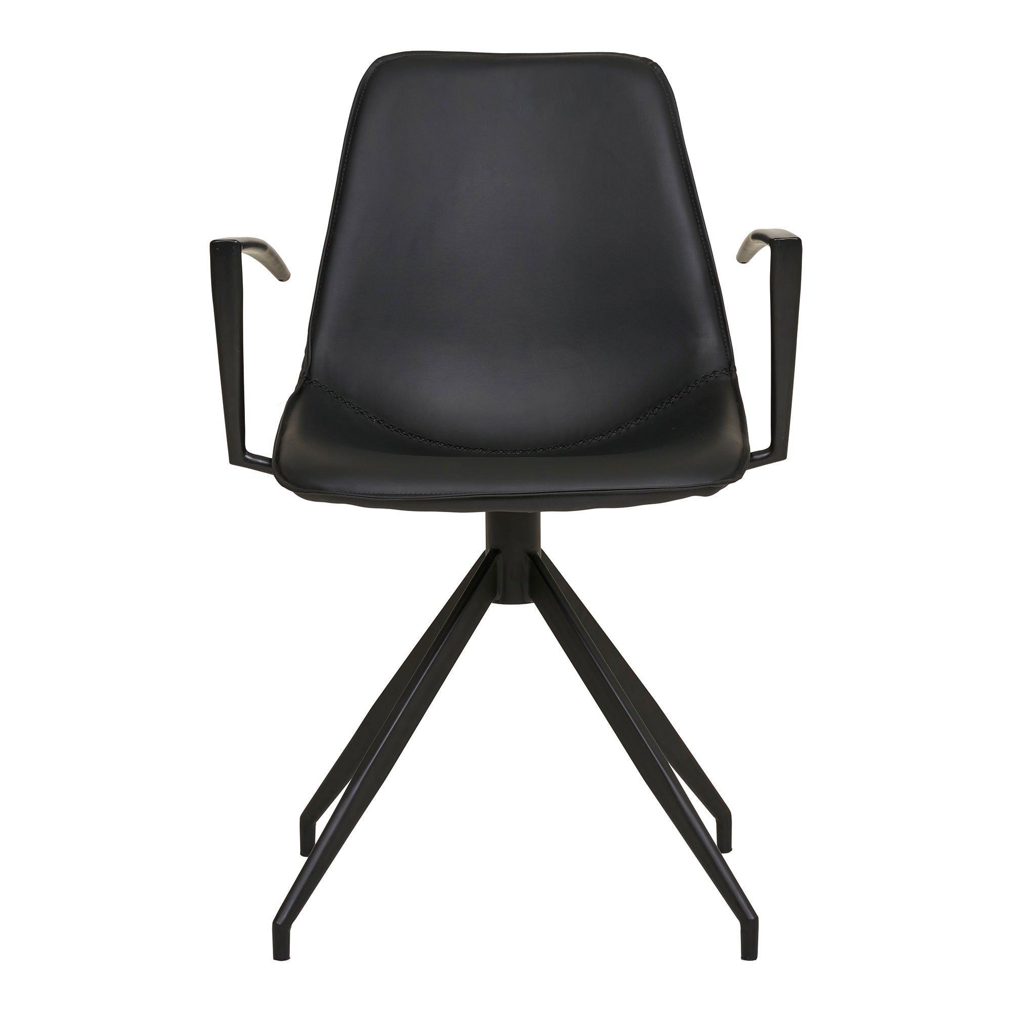 Dining table chair, swivel foot, armrests, pu, black with black legs