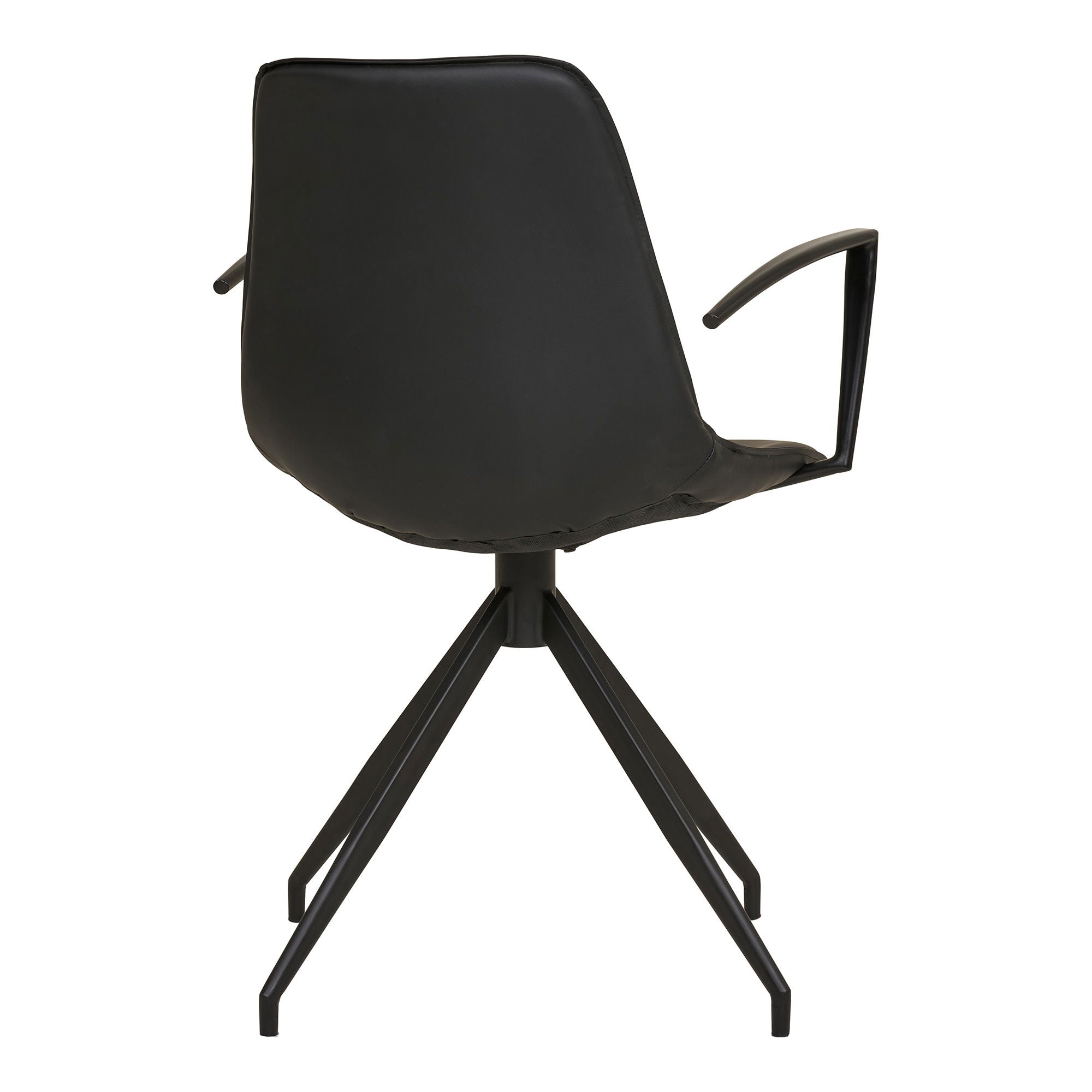 Dining table chair, swivel foot, armrests, pu, black with black legs