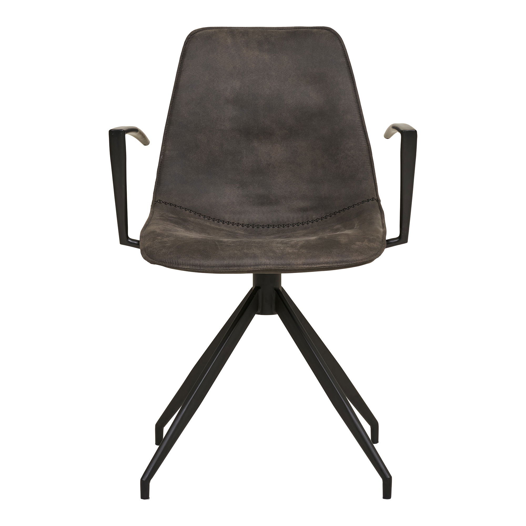 Dining table chair, swivel foot, armrests, microfiber, gray with black legs