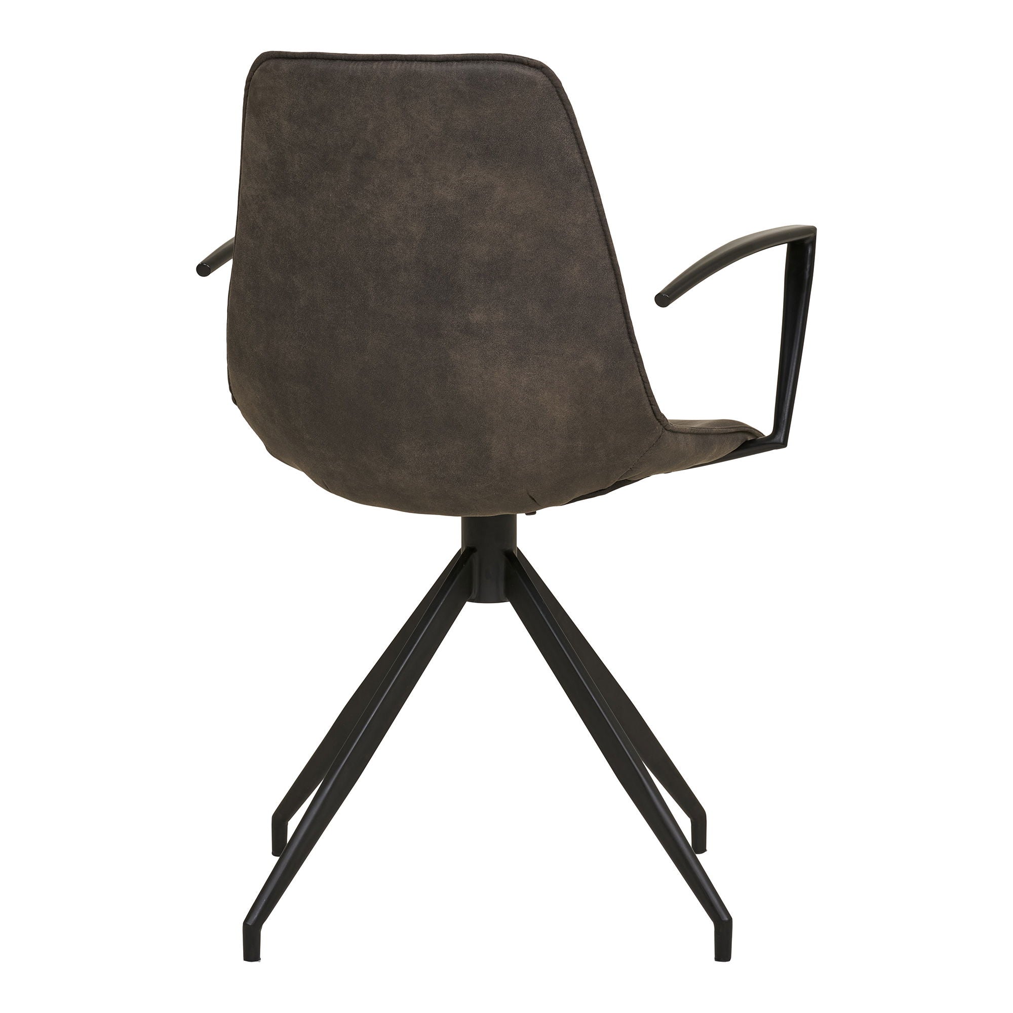 Dining table chair, swivel foot, armrests, microfiber, gray with black legs