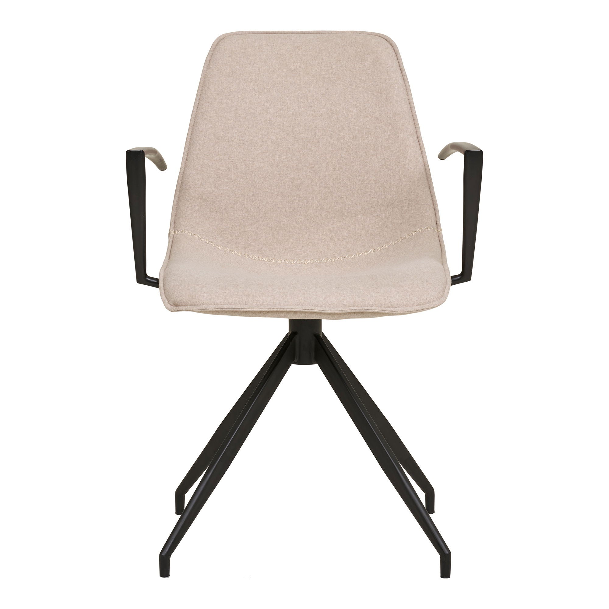 Dining table chair, swivel foot, armrests, sand with black legs