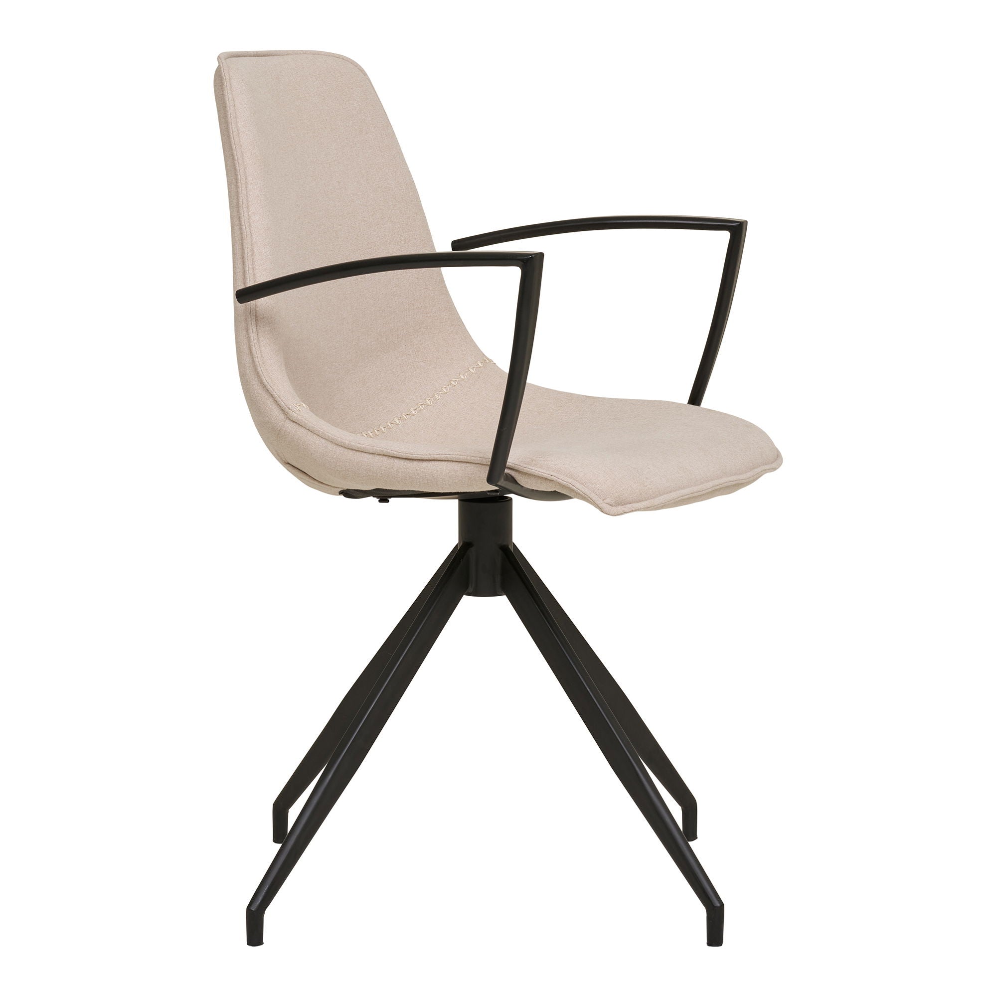 Dining table chair, swivel foot, armrests, sand with black legs