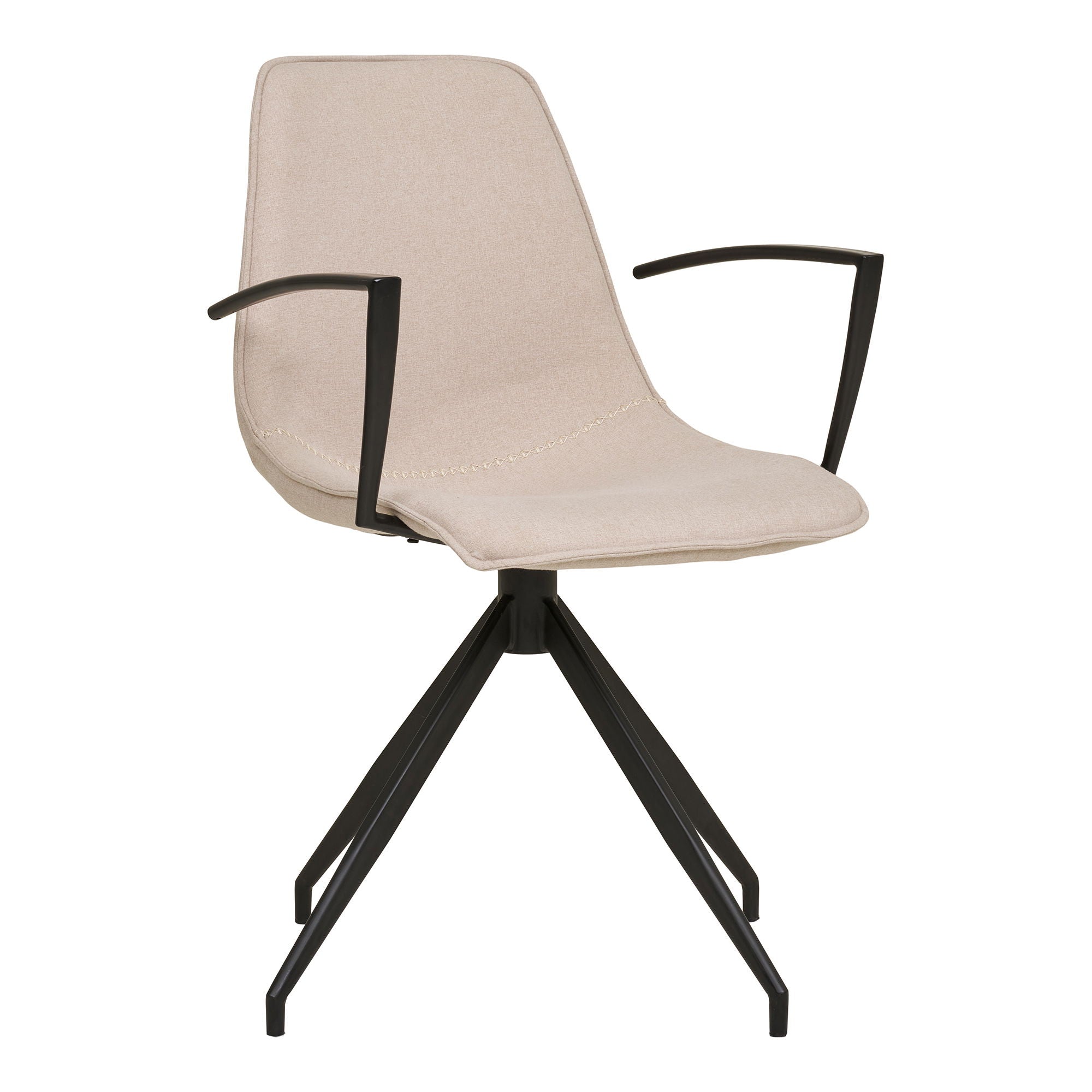 Dining table chair, swivel foot, armrests, sand with black legs