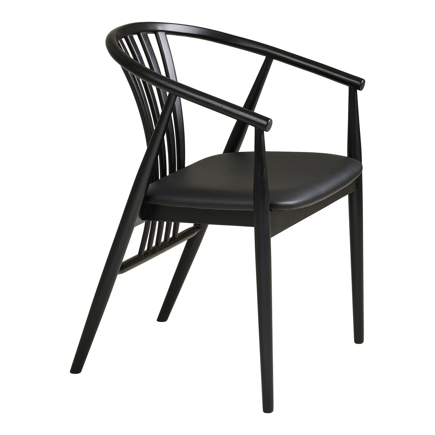 Agustin Dining Table Chair - Dining Table Chair, Beech Wood with PU Seat, Black HN1219