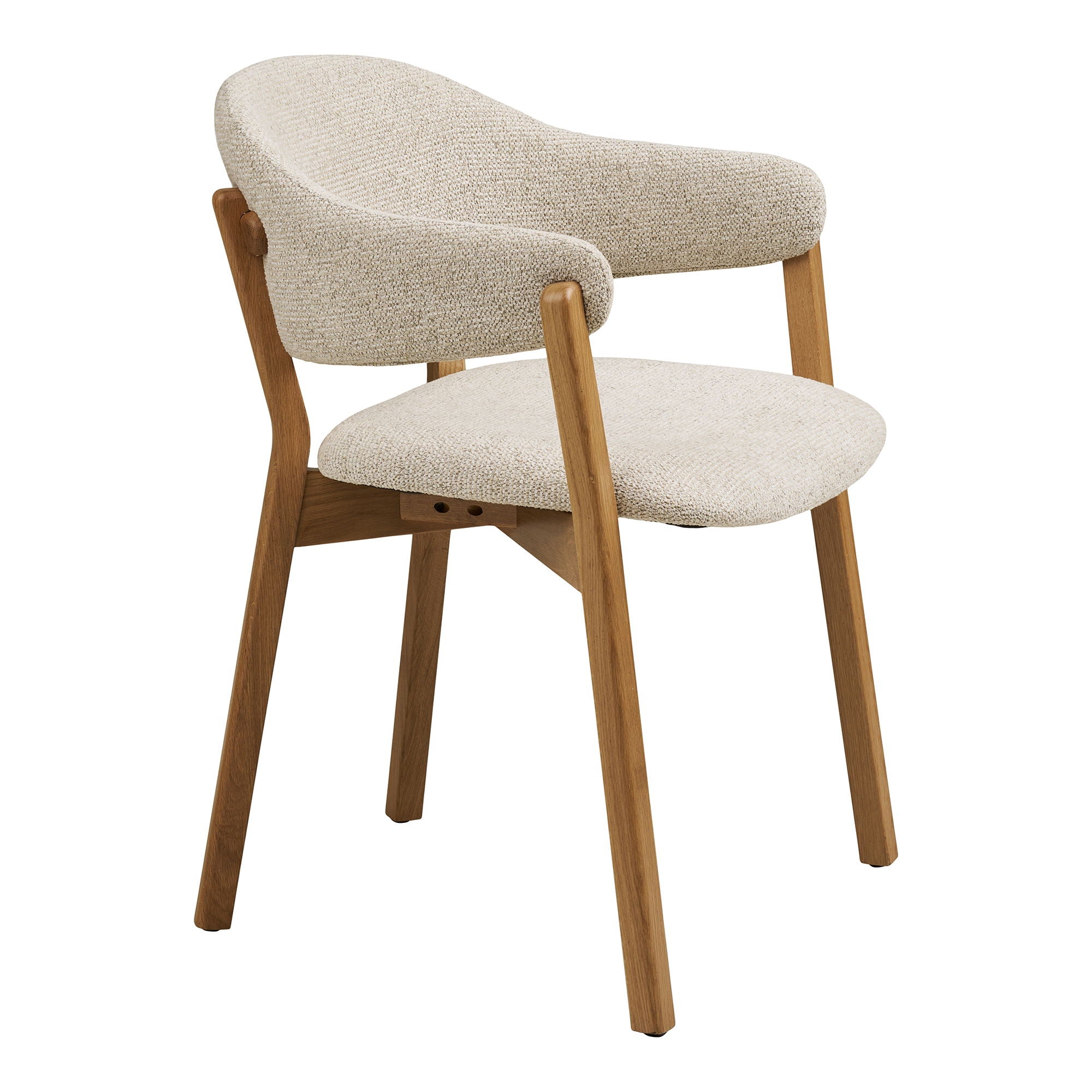 Dunkirk Dining table chair - Dining table chair, armrest, oak with fabric seat, beige HN1318