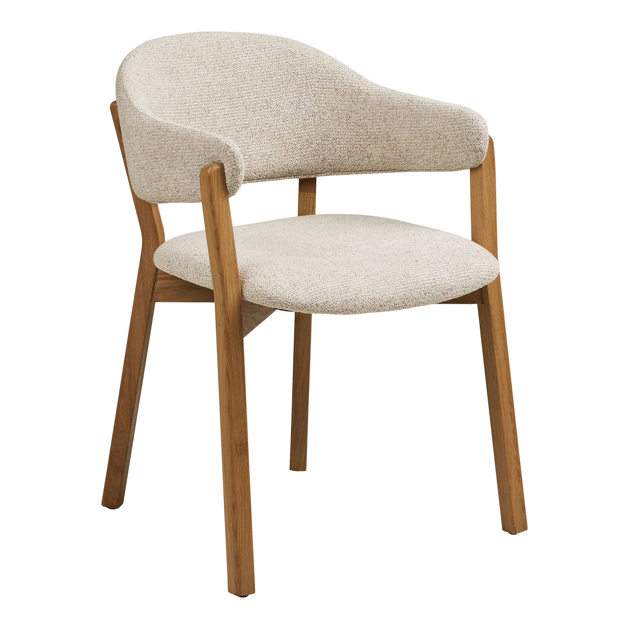 Dunkirk Dining table chair - Dining table chair, armrest, oak with fabric seat, beige HN1318
