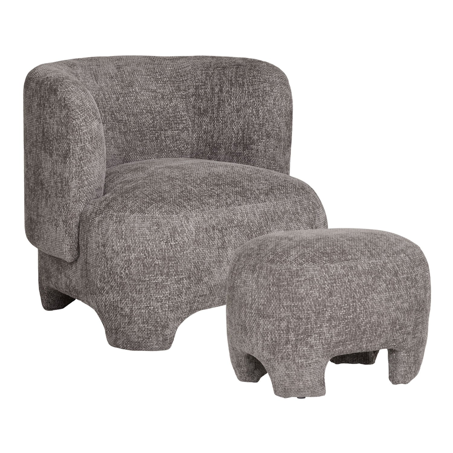 Nazare set - Lounge chair and puff, gray, HN1280