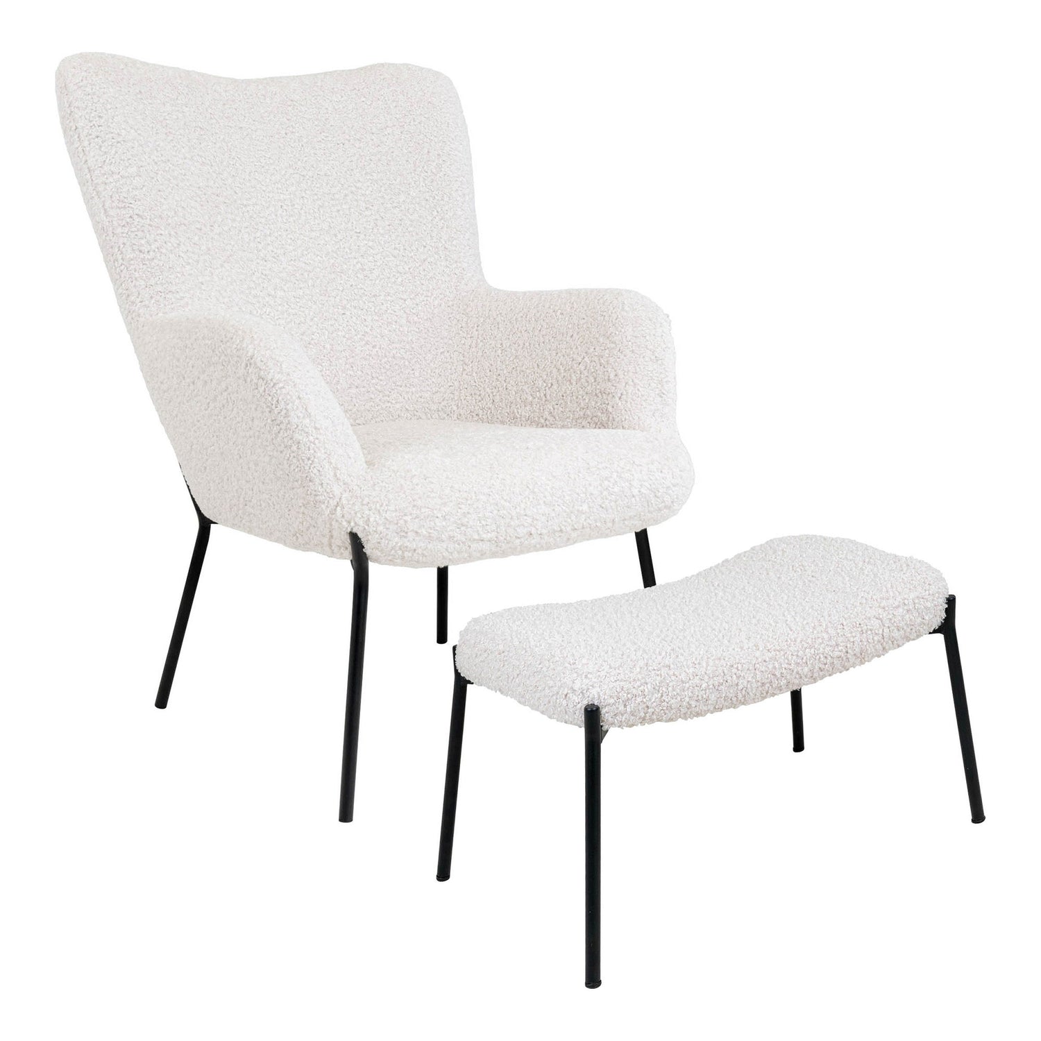 Glasgow set - lounge chair and footstool, white HN1090