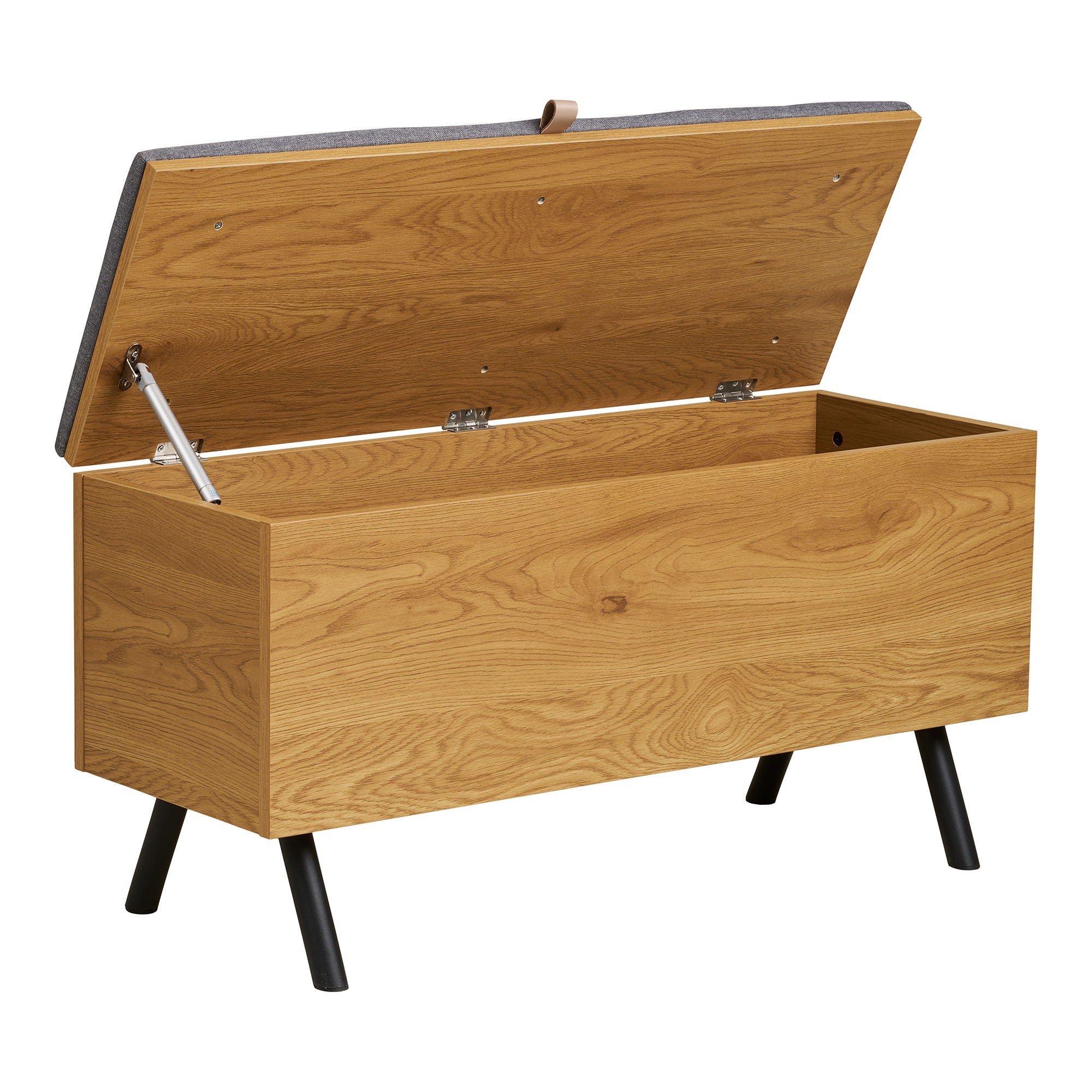 Barco bench with storage - bench with storage, oak look 92x33x48 cm