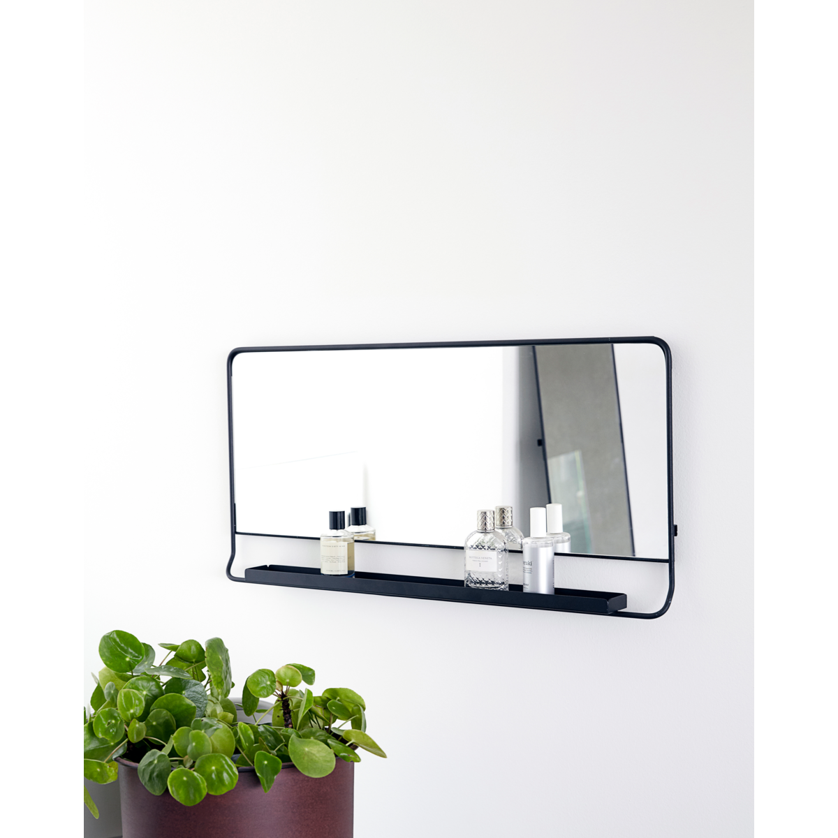 Mirror with shelf, HDChic, Black