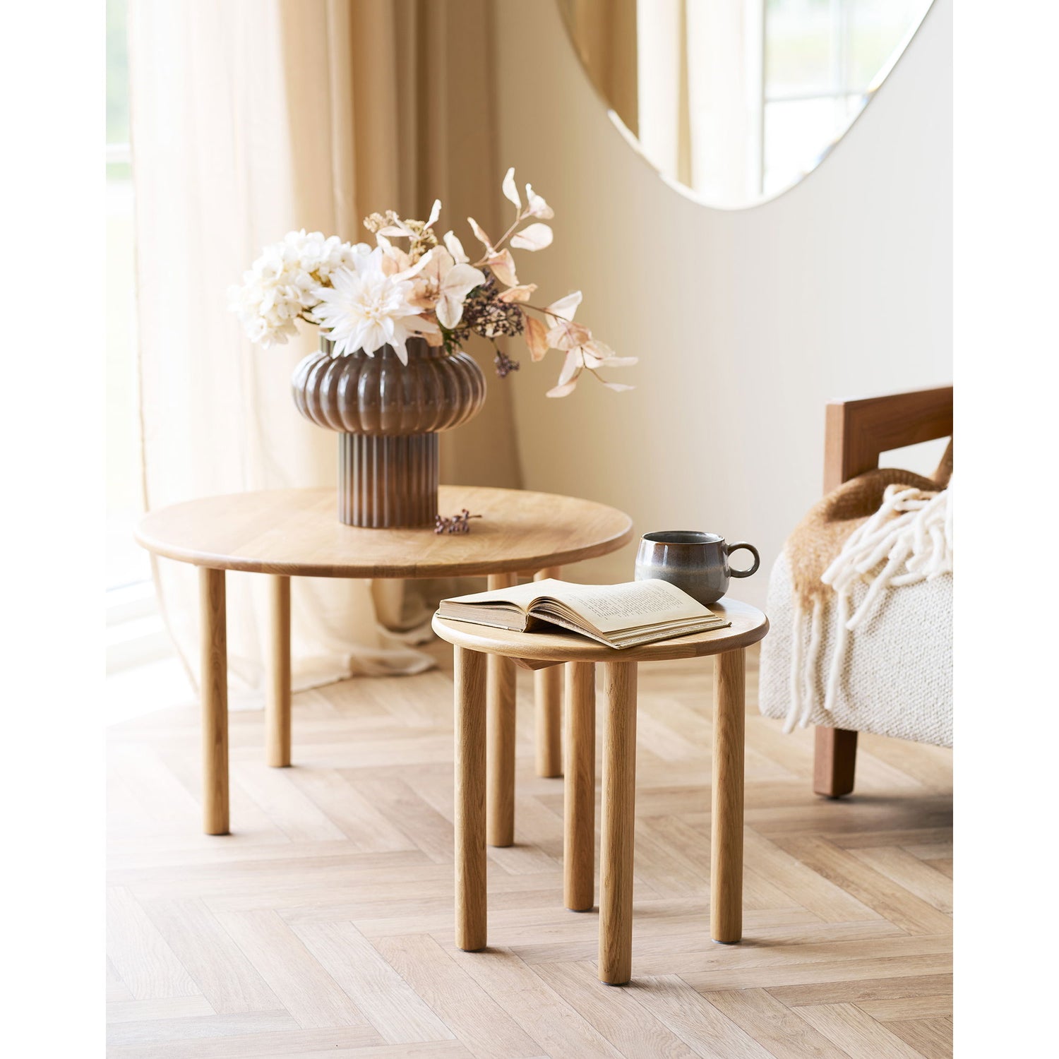 Jena Coffee Table - Coffee Table, Oak, Nature Ø70x40 cm