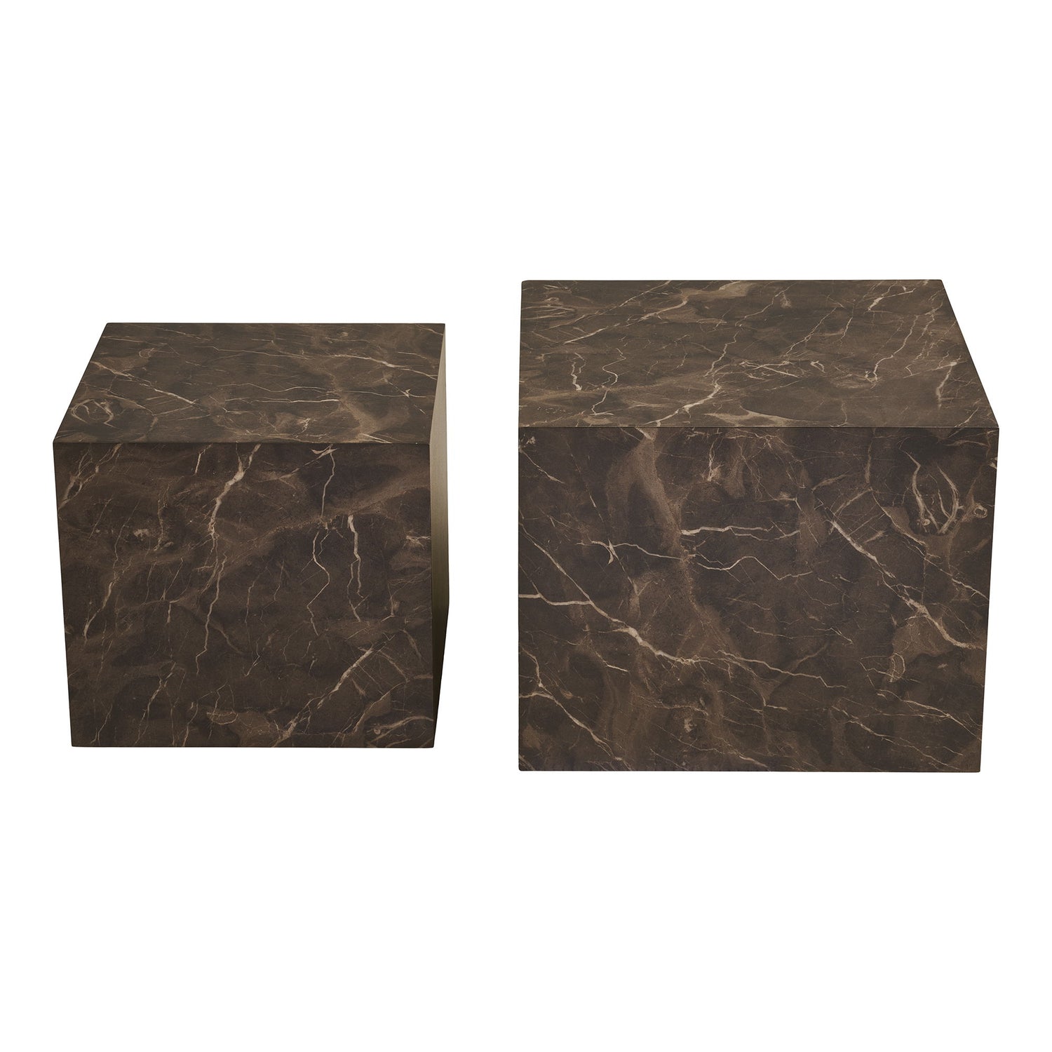 Prague Coffee table - Coffee table, marble look, brown set of 2
