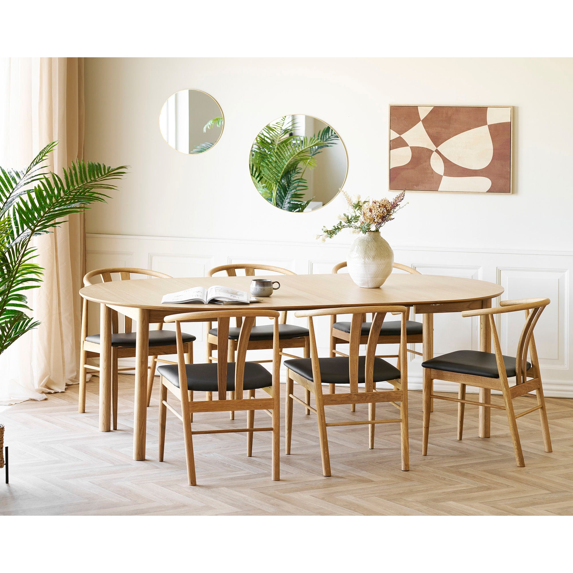 Bundaberg Dining Table - Dining Table, Oak Fines, incl. Additional plates Ø120x120-170-220x75 cm