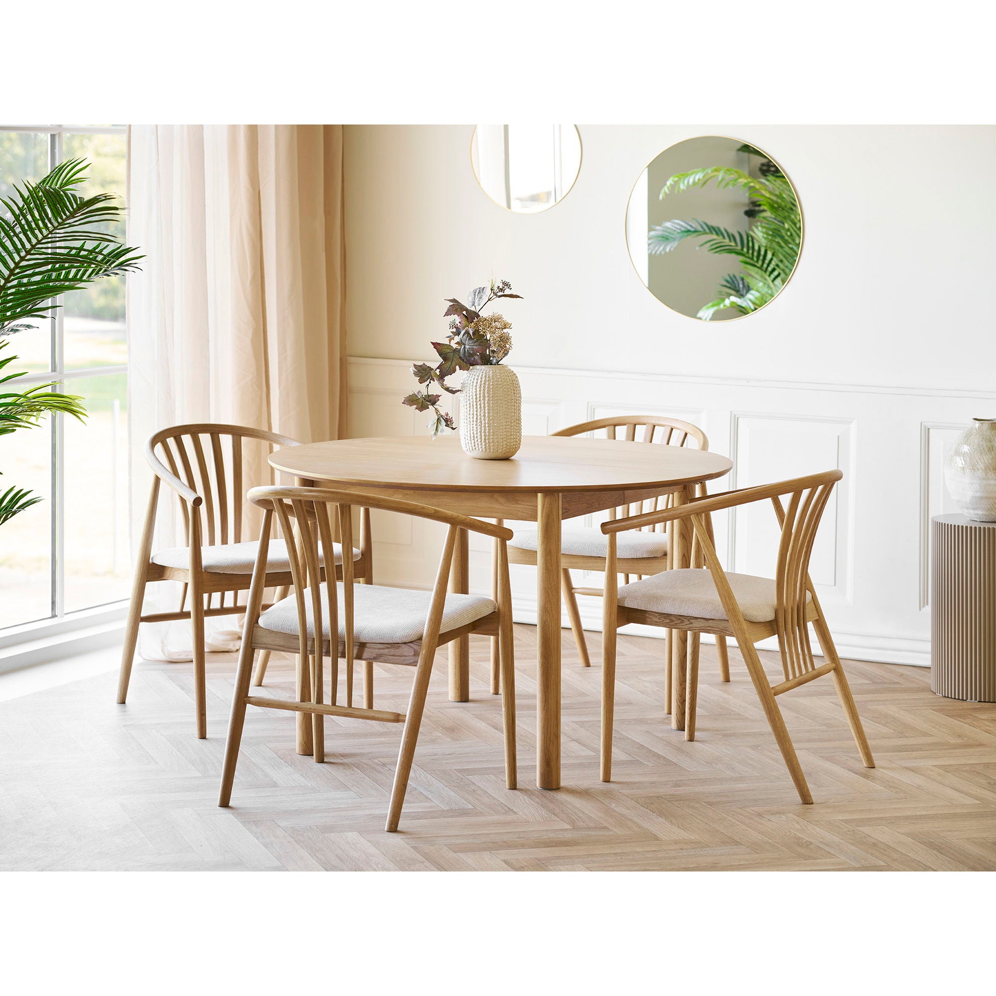 Bundaberg Dining Table - Dining Table, Oak Fines, incl. Additional plates Ø120x120-170-220x75 cm