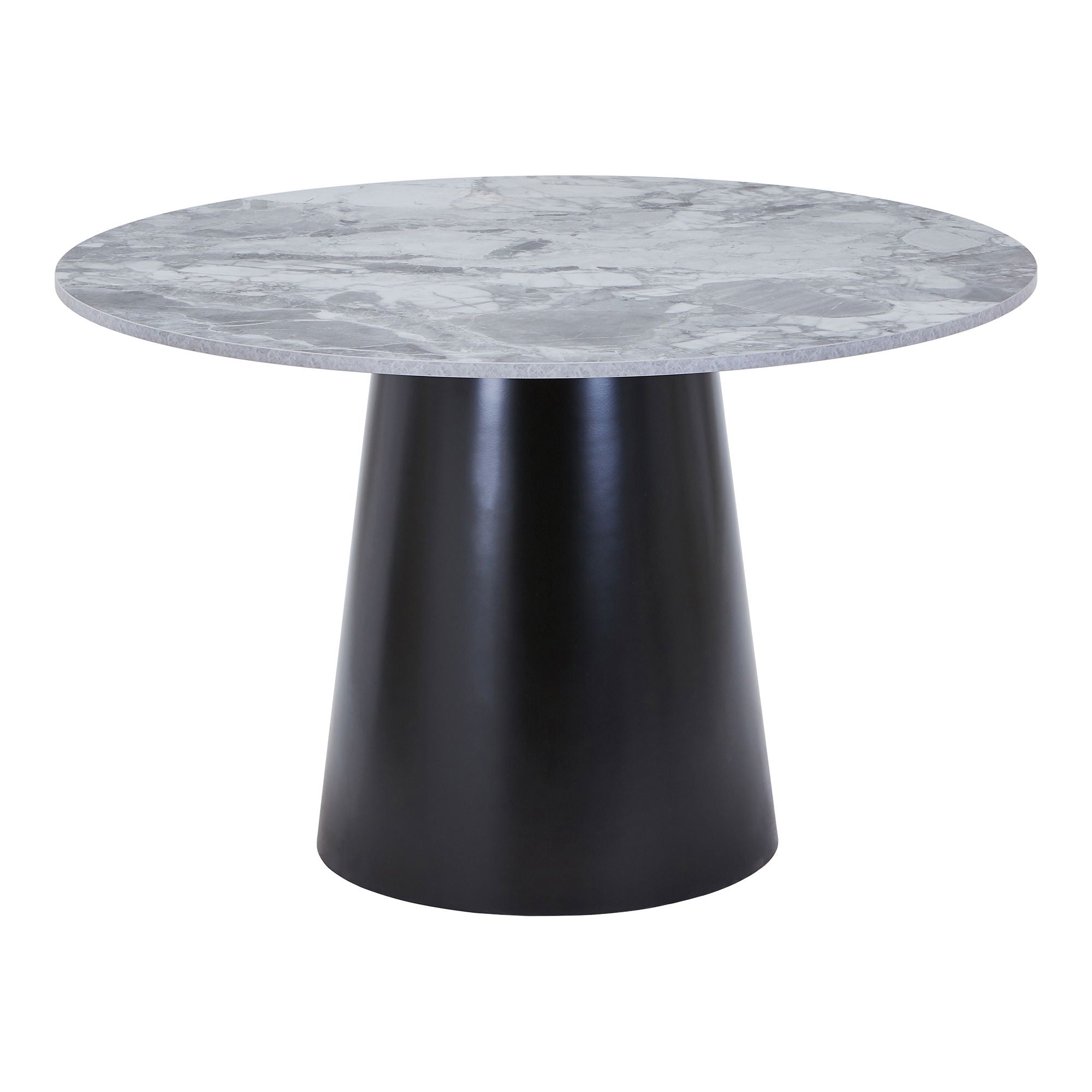 Dining table, marble look, gray, black Ø120X75 cm