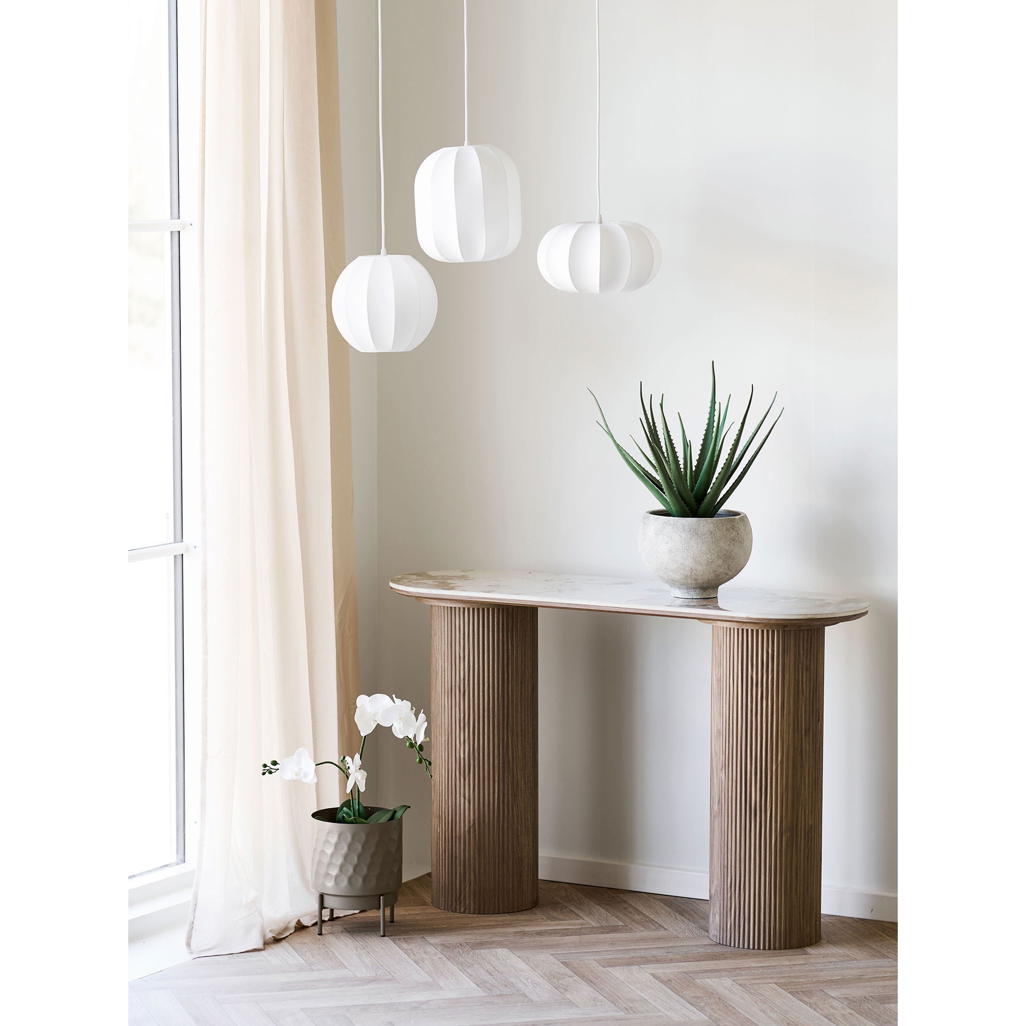Athens Console table - Console table, ceramic table top, white, dark brown 40x120x78 cm
