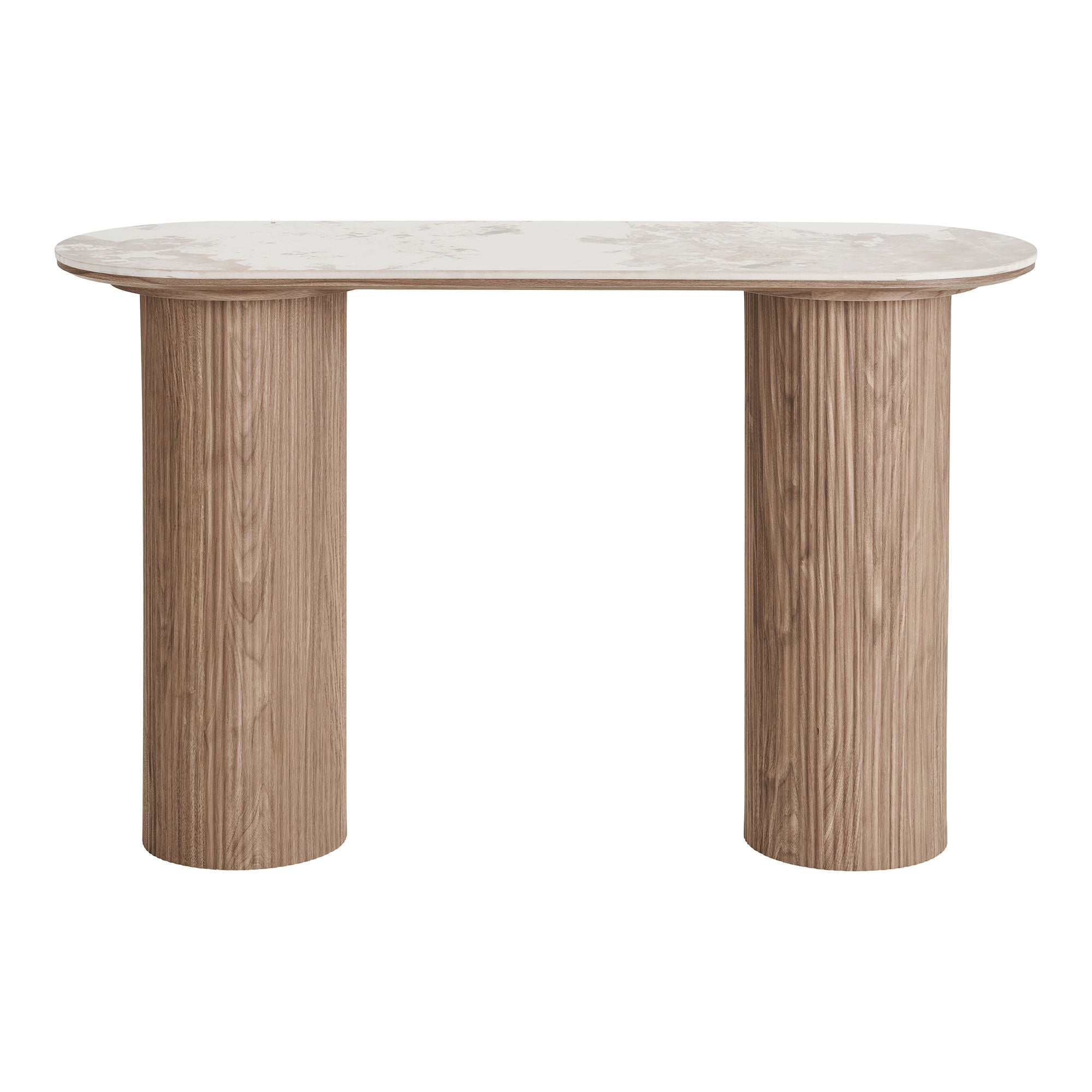 Athens Console table - Console table, ceramic table top, white, dark brown 40x120x78 cm