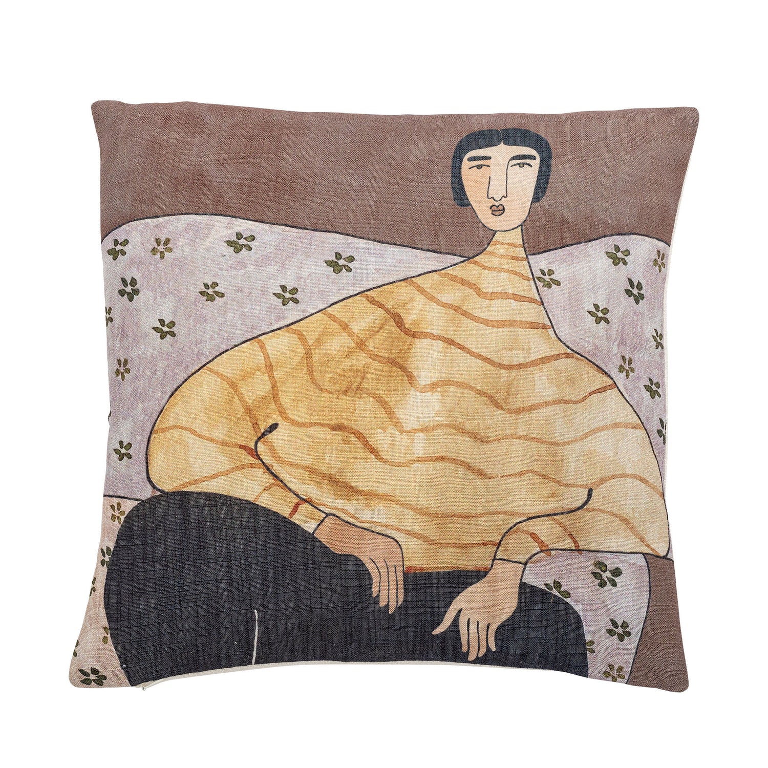 Bloomingville Zita pillow, yellow, polyester