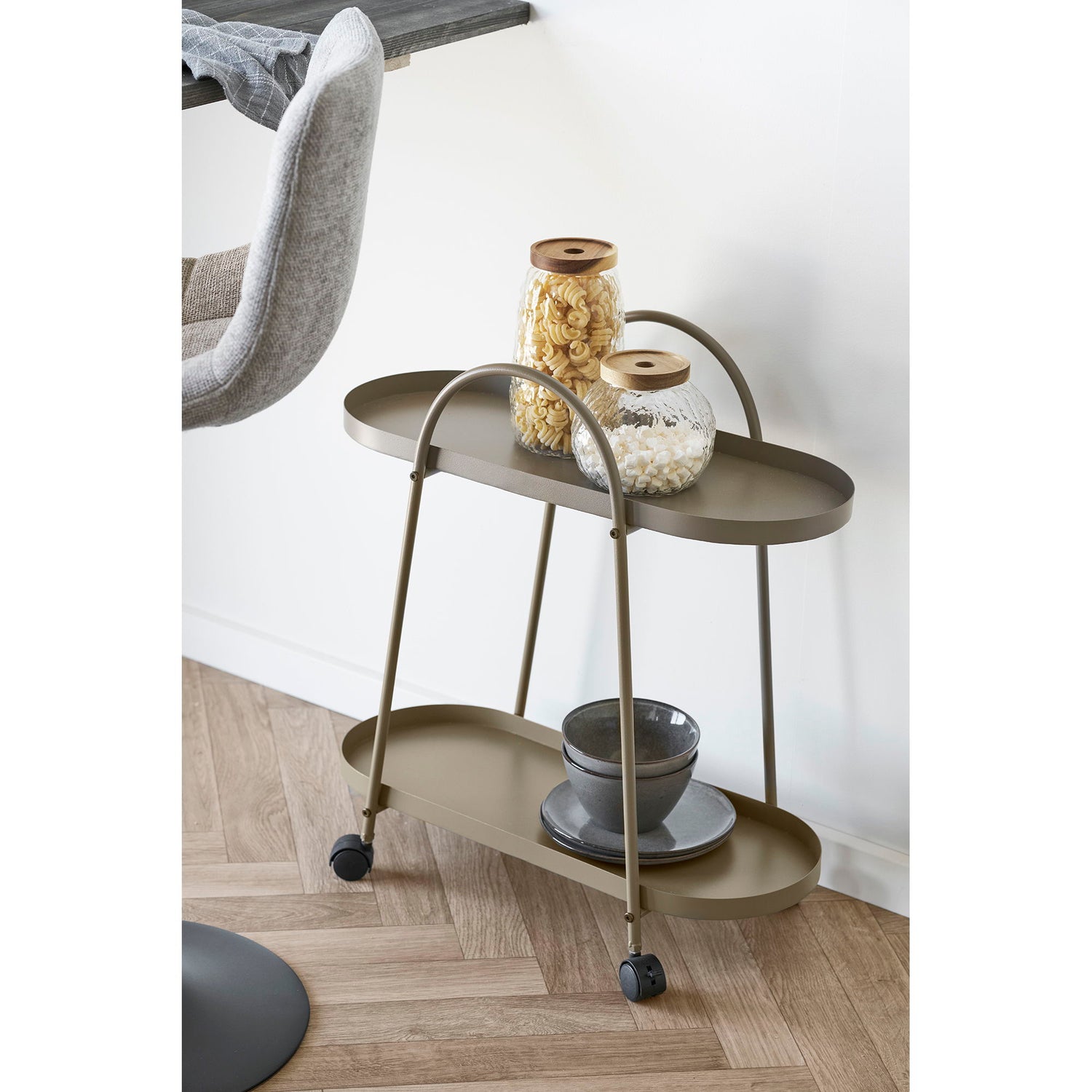 Empoli bar trolley - bar trolley, 2 shelves, steel, brown 27.5x60x64 cm