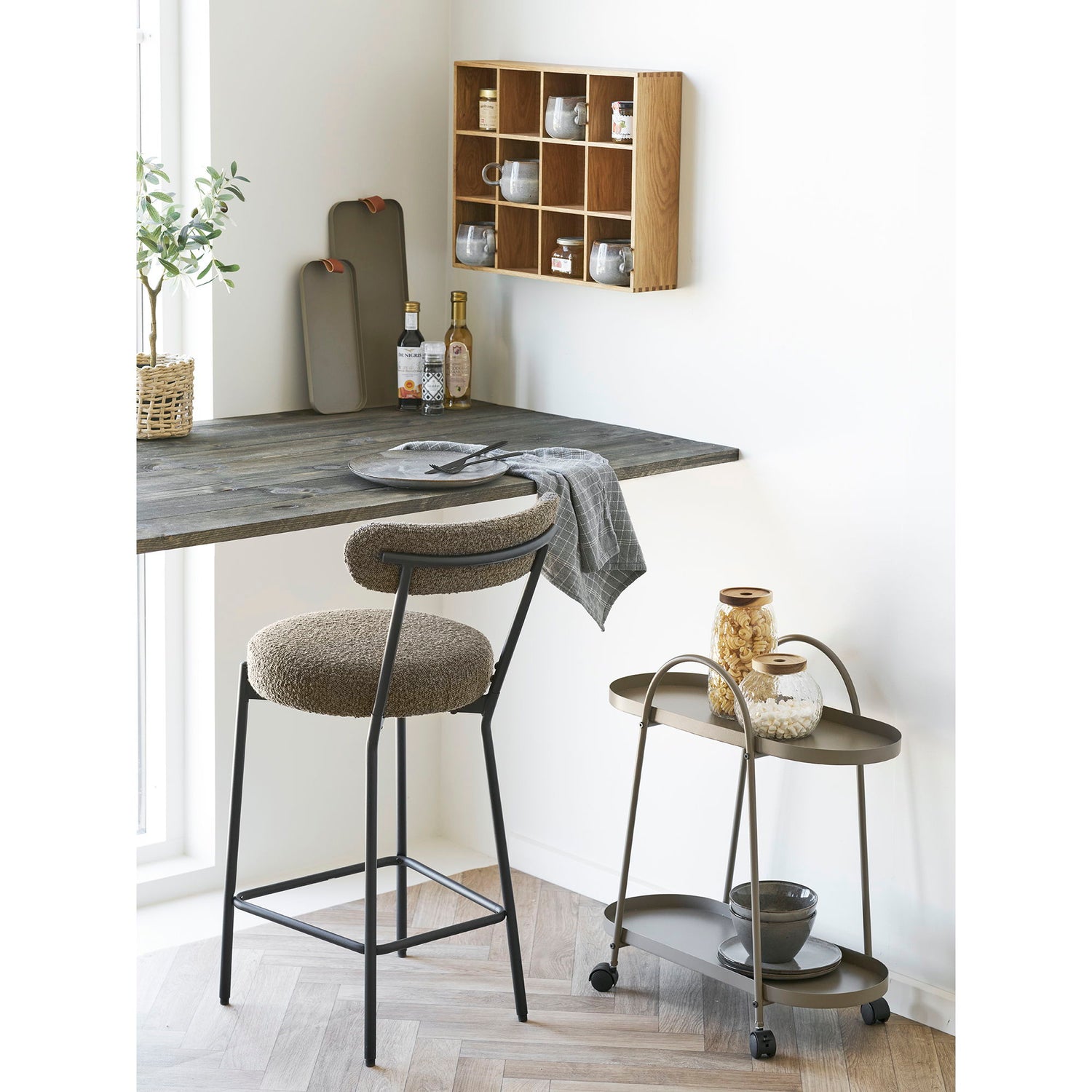 Empoli bar trolley - bar trolley, 2 shelves, steel, brown 27.5x60x64 cm