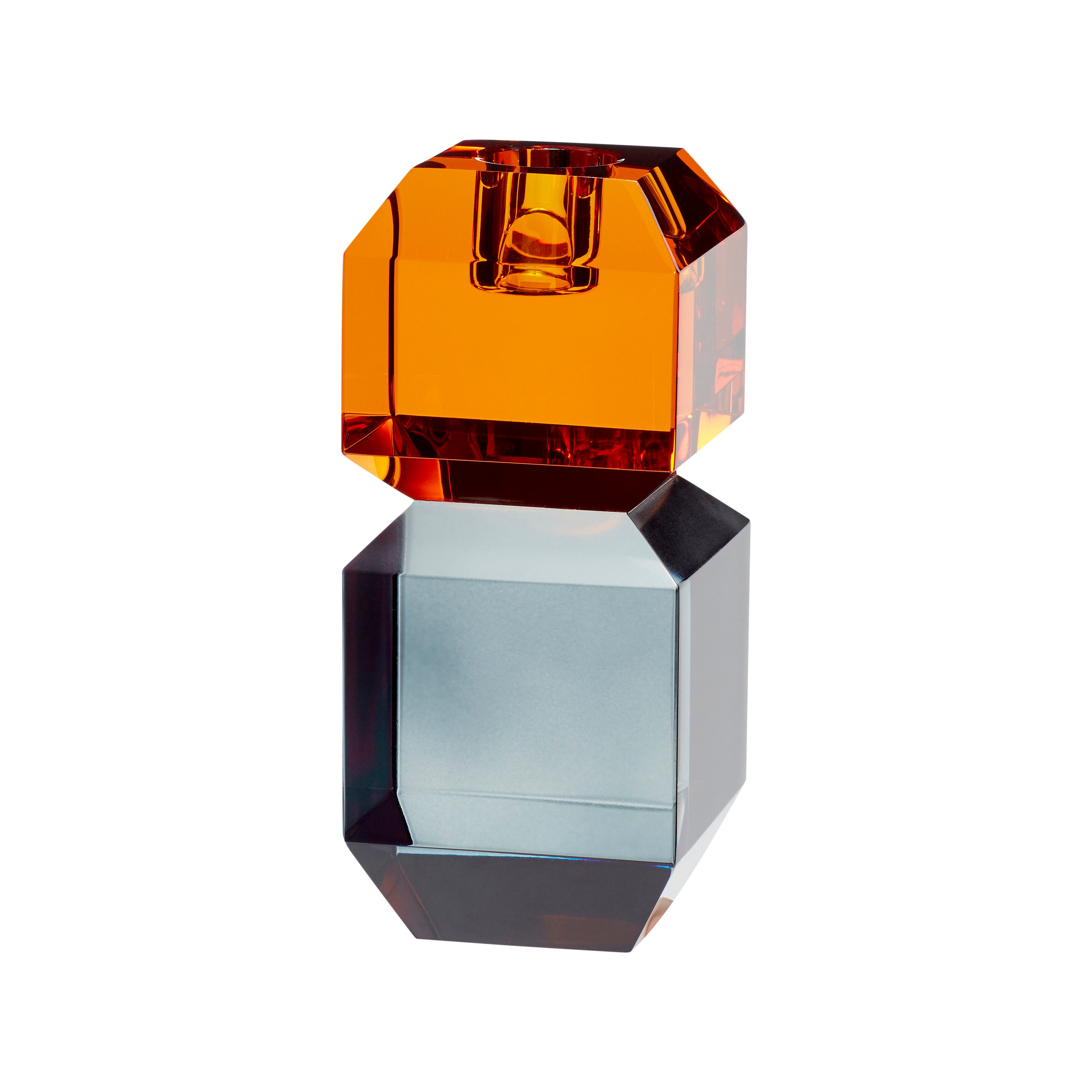 Save Candlestick Orange/Grey - 6x6xh14cm