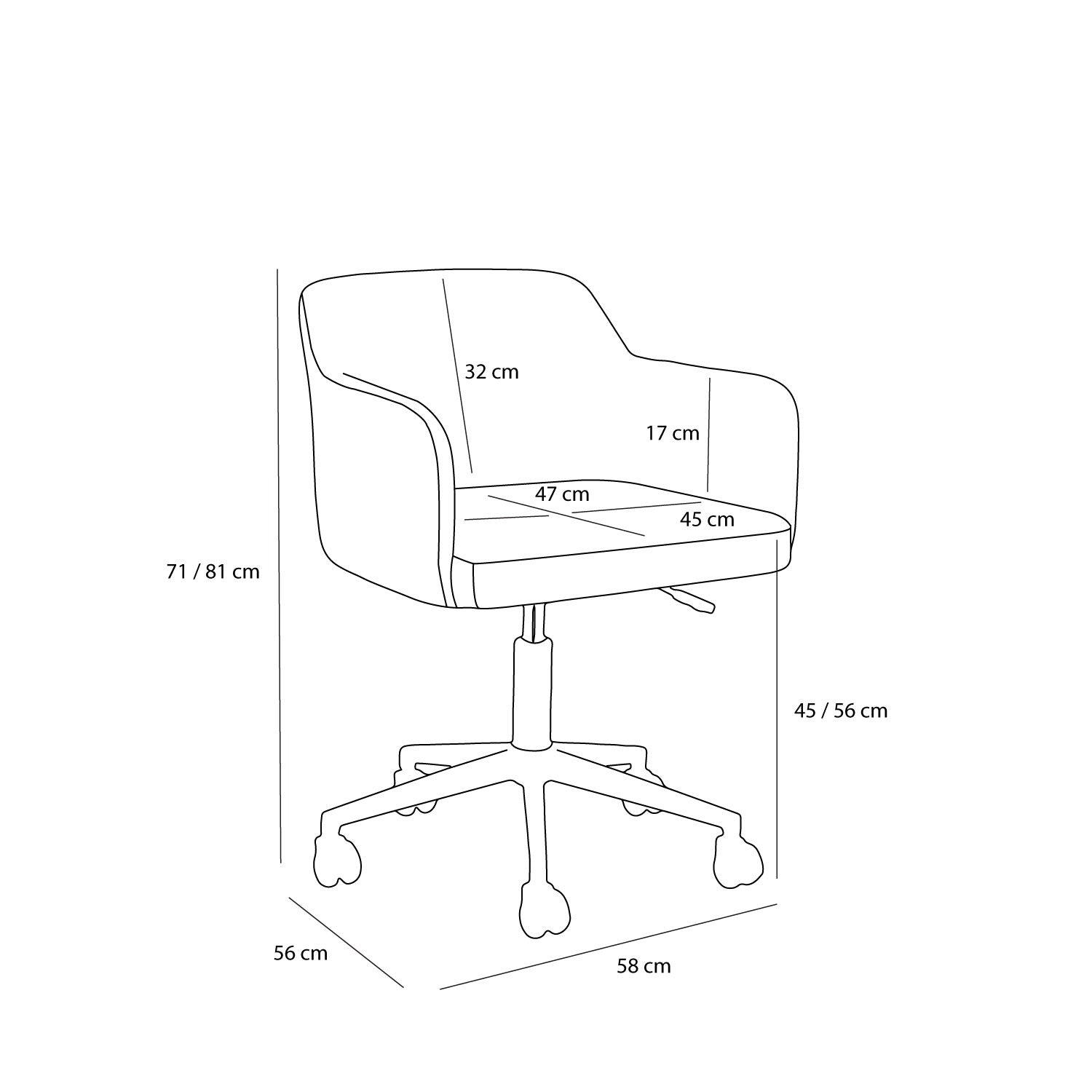 Rest Office Chair Dark Gray - 55x58xh73/83cm