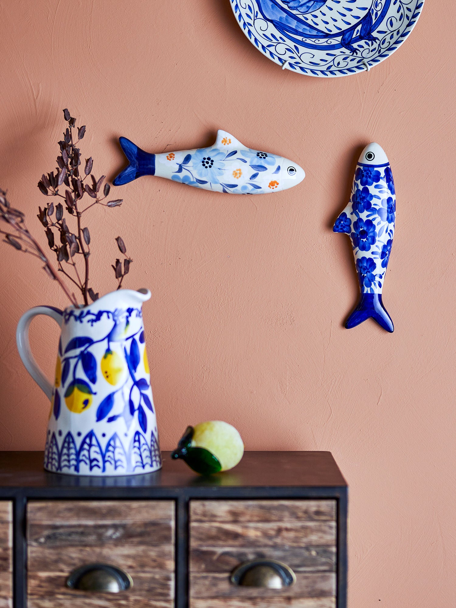 Creative Collection Dunne Wall Decoration, Blue, Stoneware