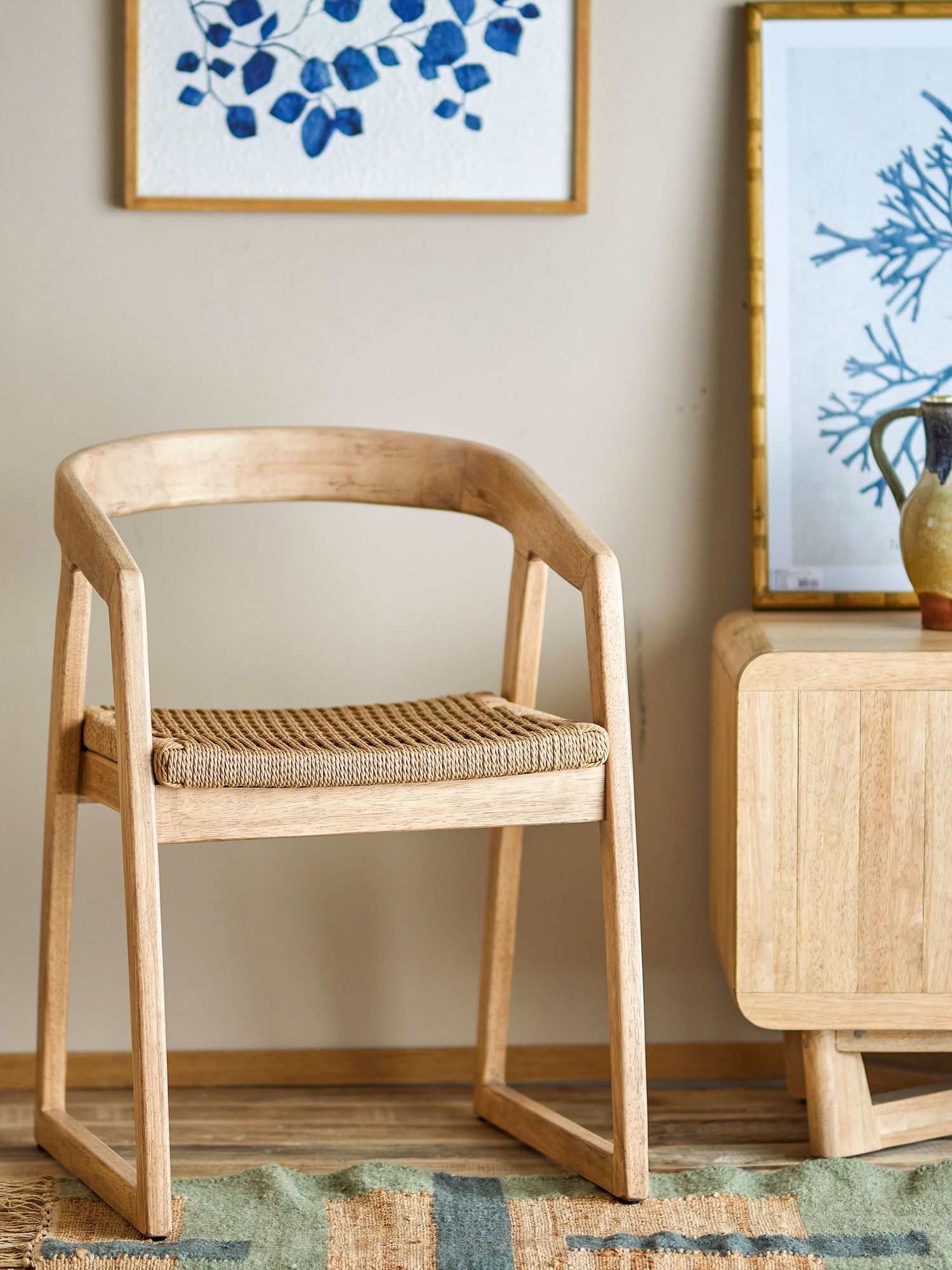 Creative Collection Serrone Dining Chair, Nature, Rubber Wood