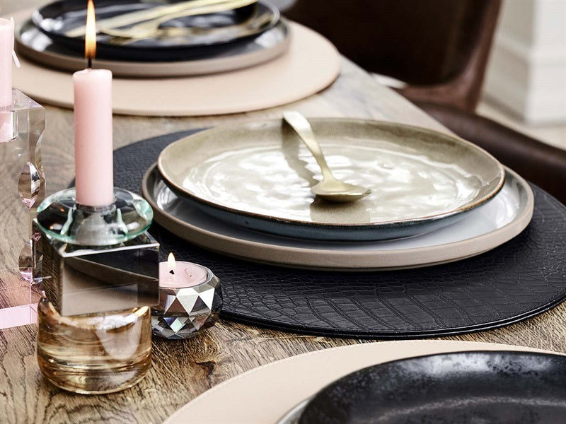 Oval cover napkin // black hose pattern PU - HARD