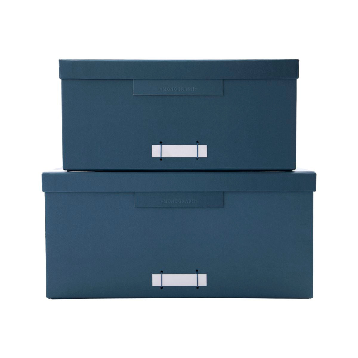Boxes with lid, file, blue/petrol