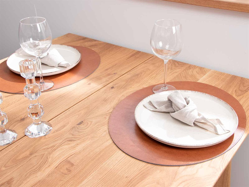 Oval cover napkin // cognac bonded leather