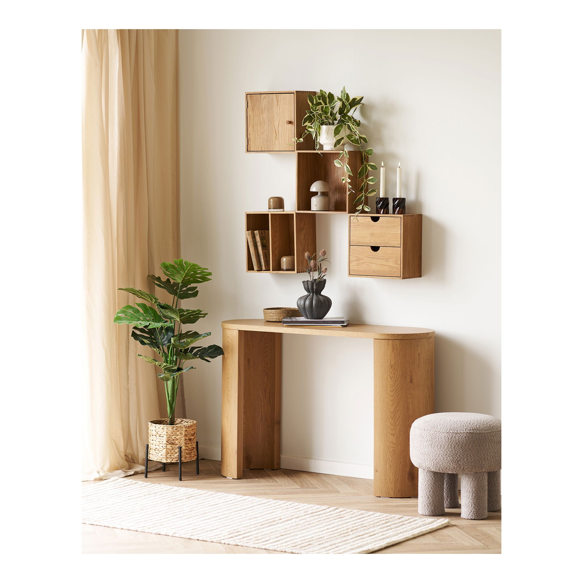 Townsville Wall shelf with vertical compartments - Wall shelf with vertical compartments, oak 18x30x30 cm