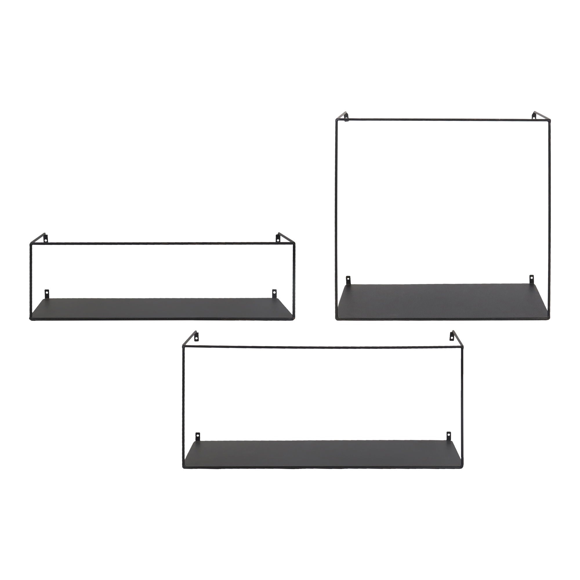 Wall shelf, steel, black set of 3