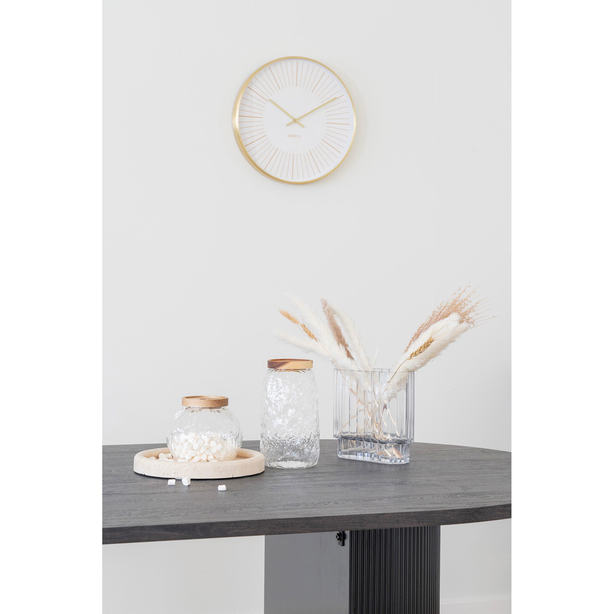 Wall clock, aluminum, gold, silent<br>Ø40 cm
