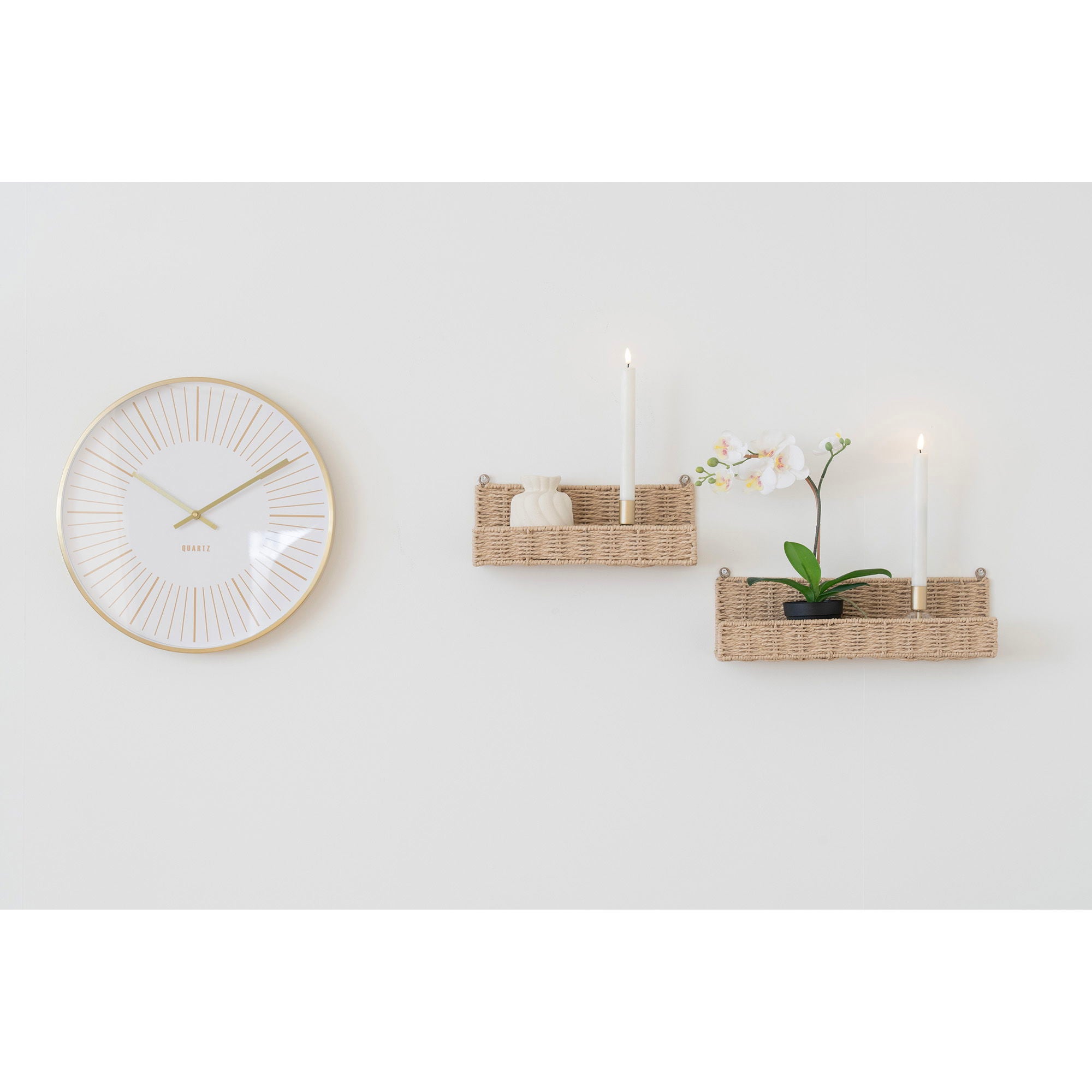 Wall clock, aluminum, gold, silent<br>Ø40 cm