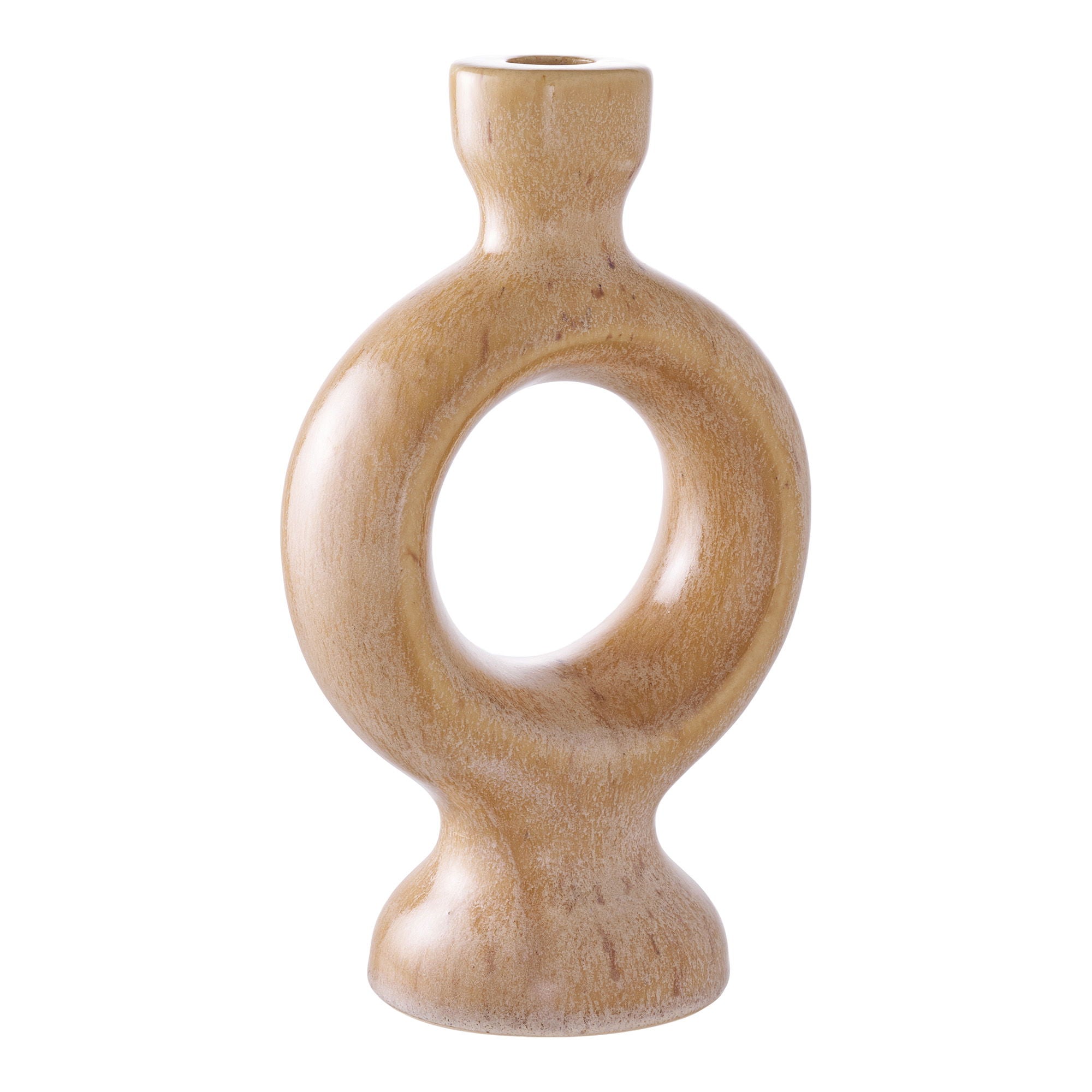 Candlestick, ceramics, brown<br>13.5x8,8x23.4 cm