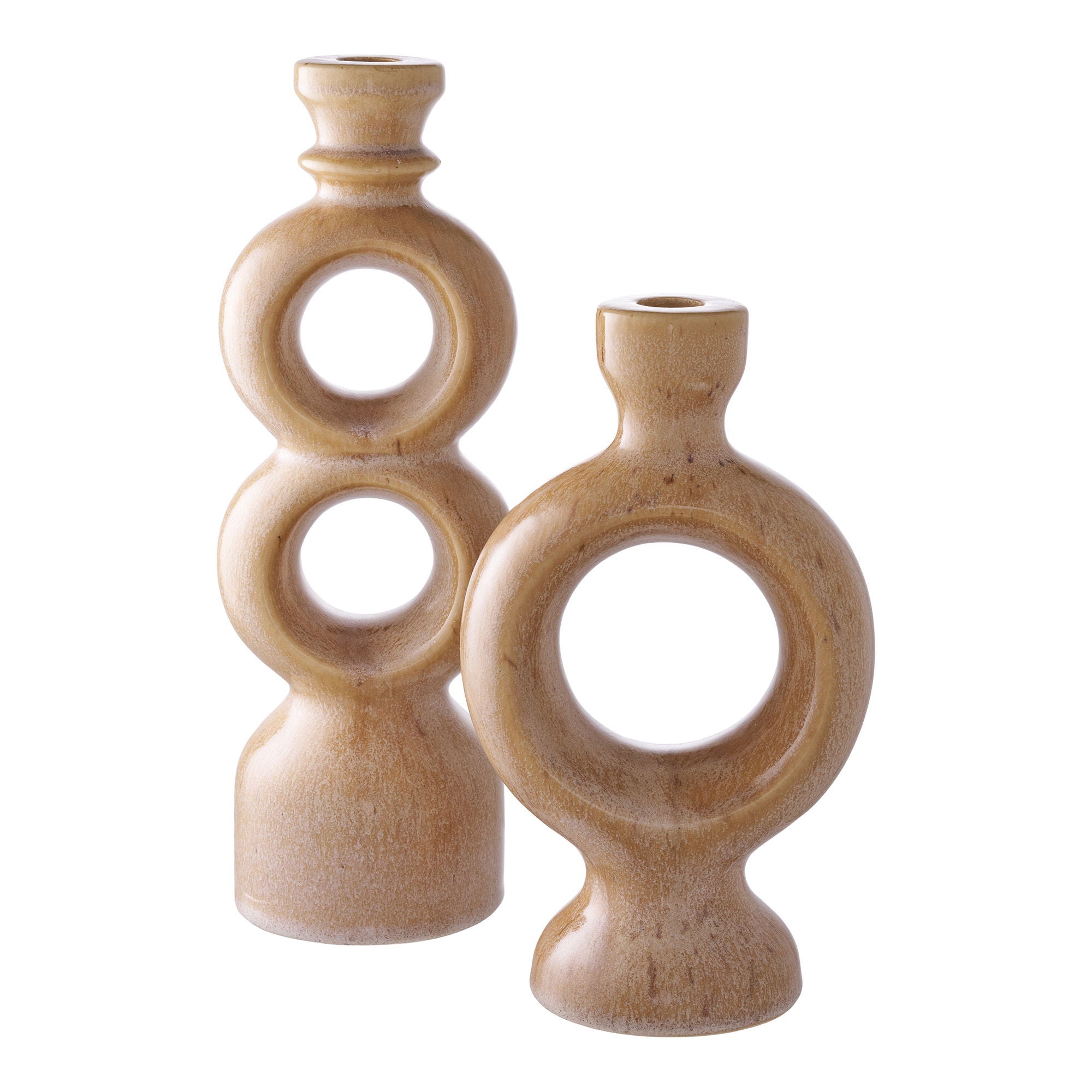 Candlestick, ceramics, brown<br>13.5x8,8x23.4 cm
