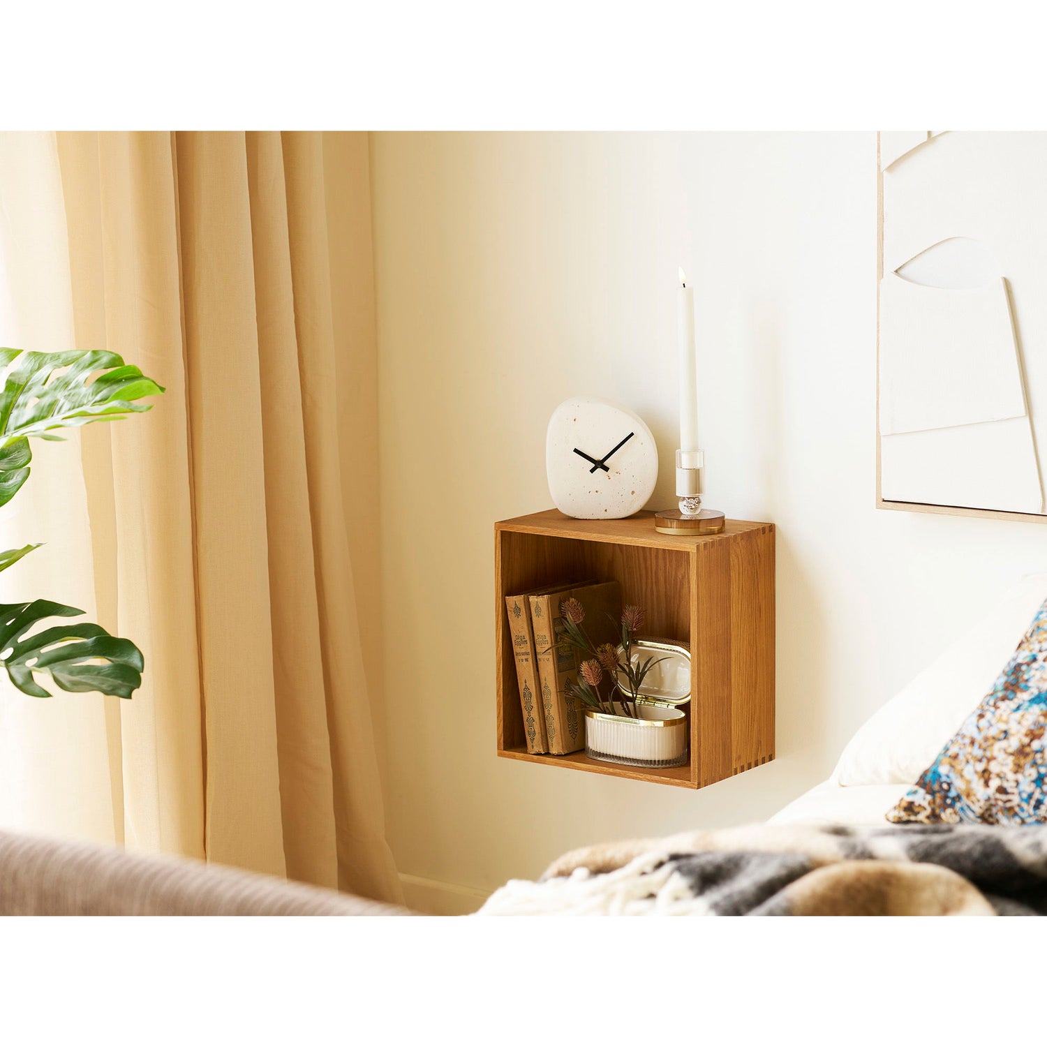 Candlestick - Candlestick, Glass, Brown/White Ø8.5x10 cm