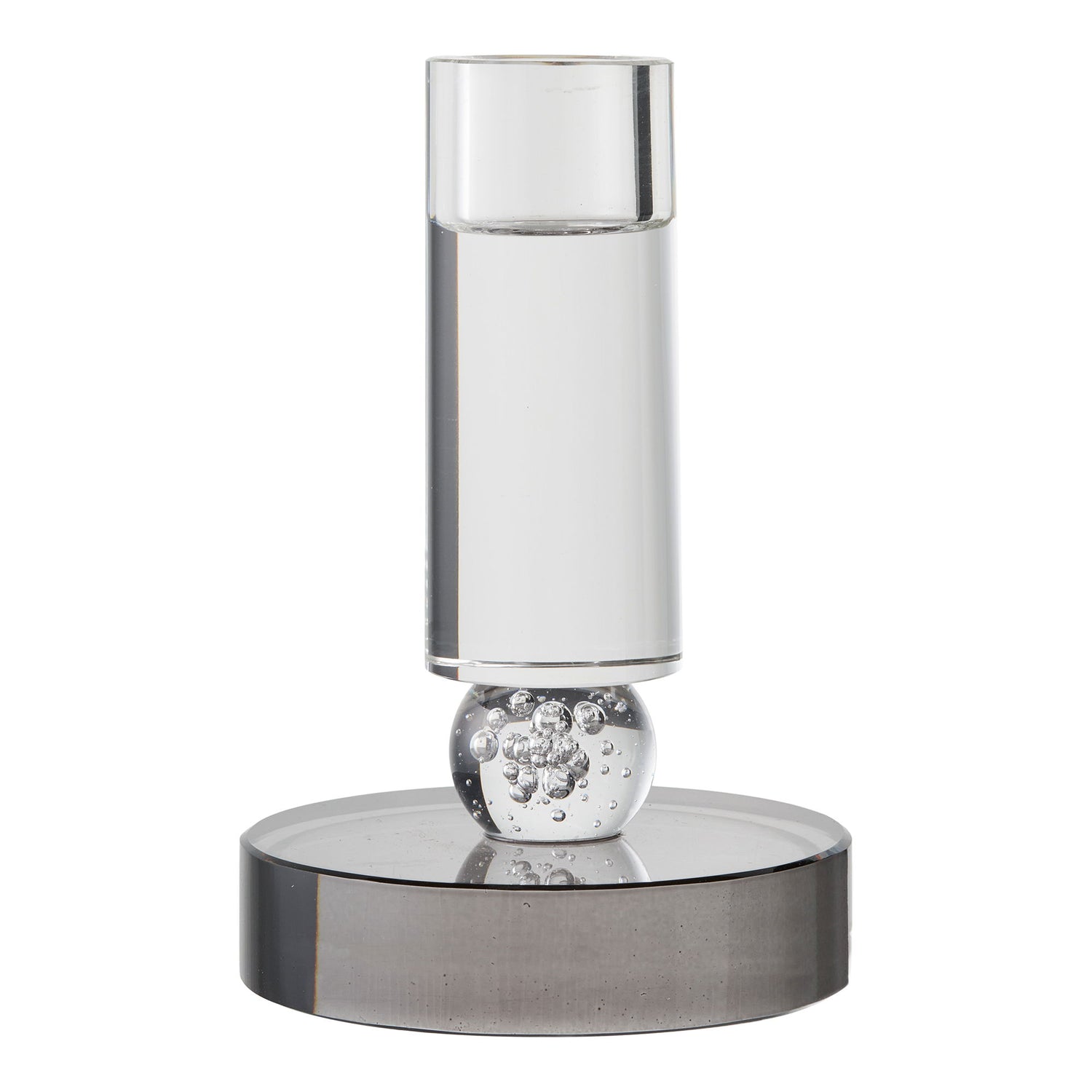 Candlestick - candlestick, glass, gray/white Ø9x13 cm