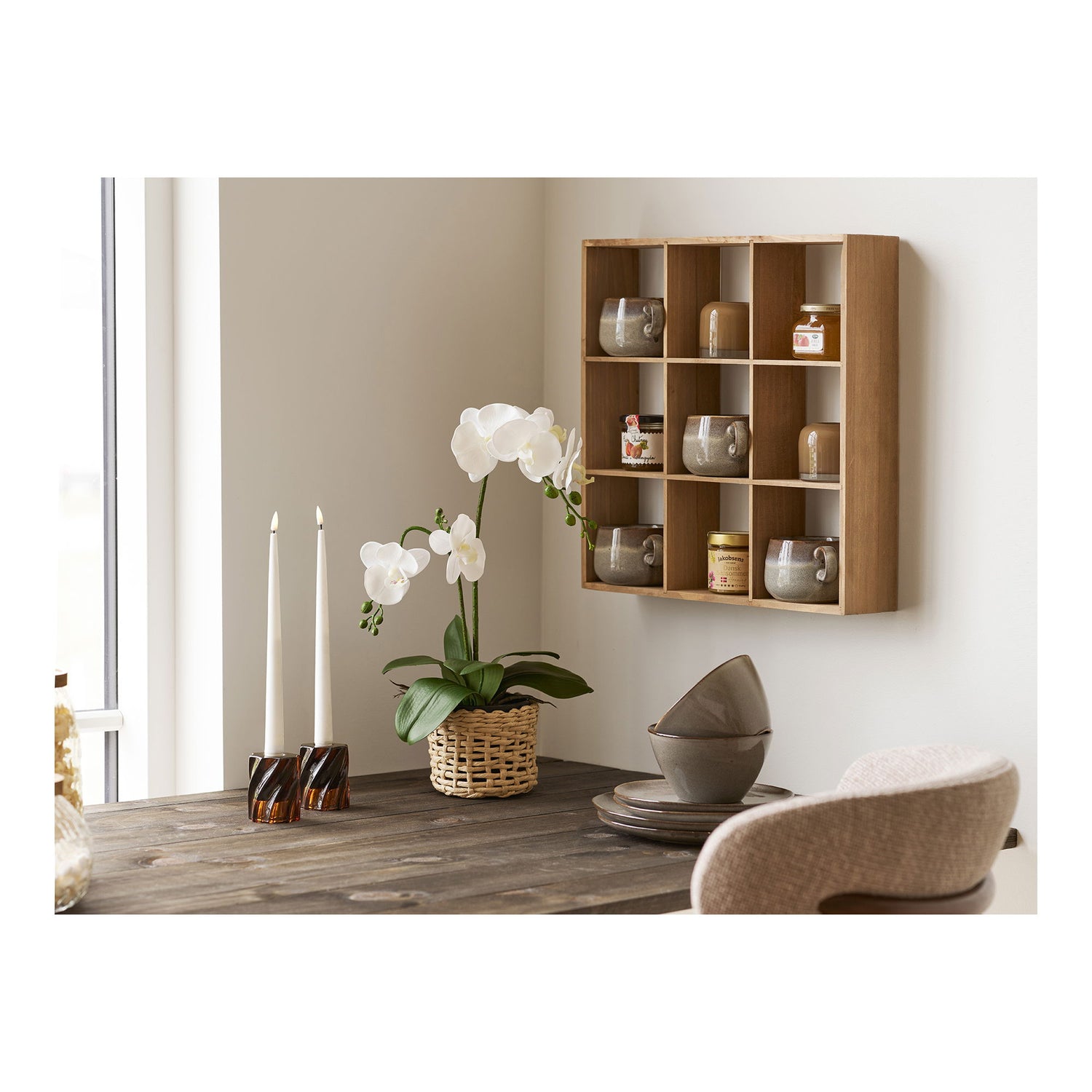 Candlestick - candlestick, glass, smoked brown set of 2