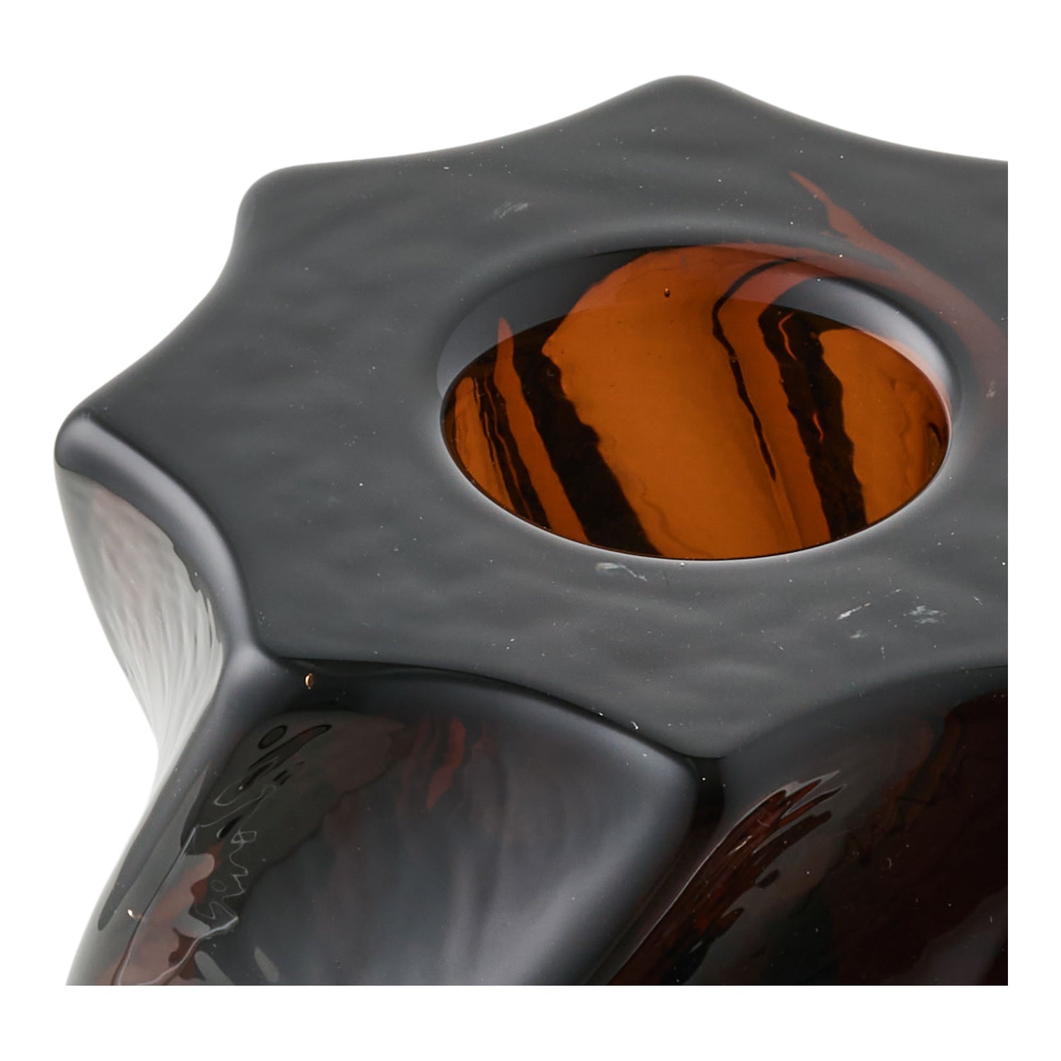 Candlestick - candlestick, glass, smoked brown set of 2