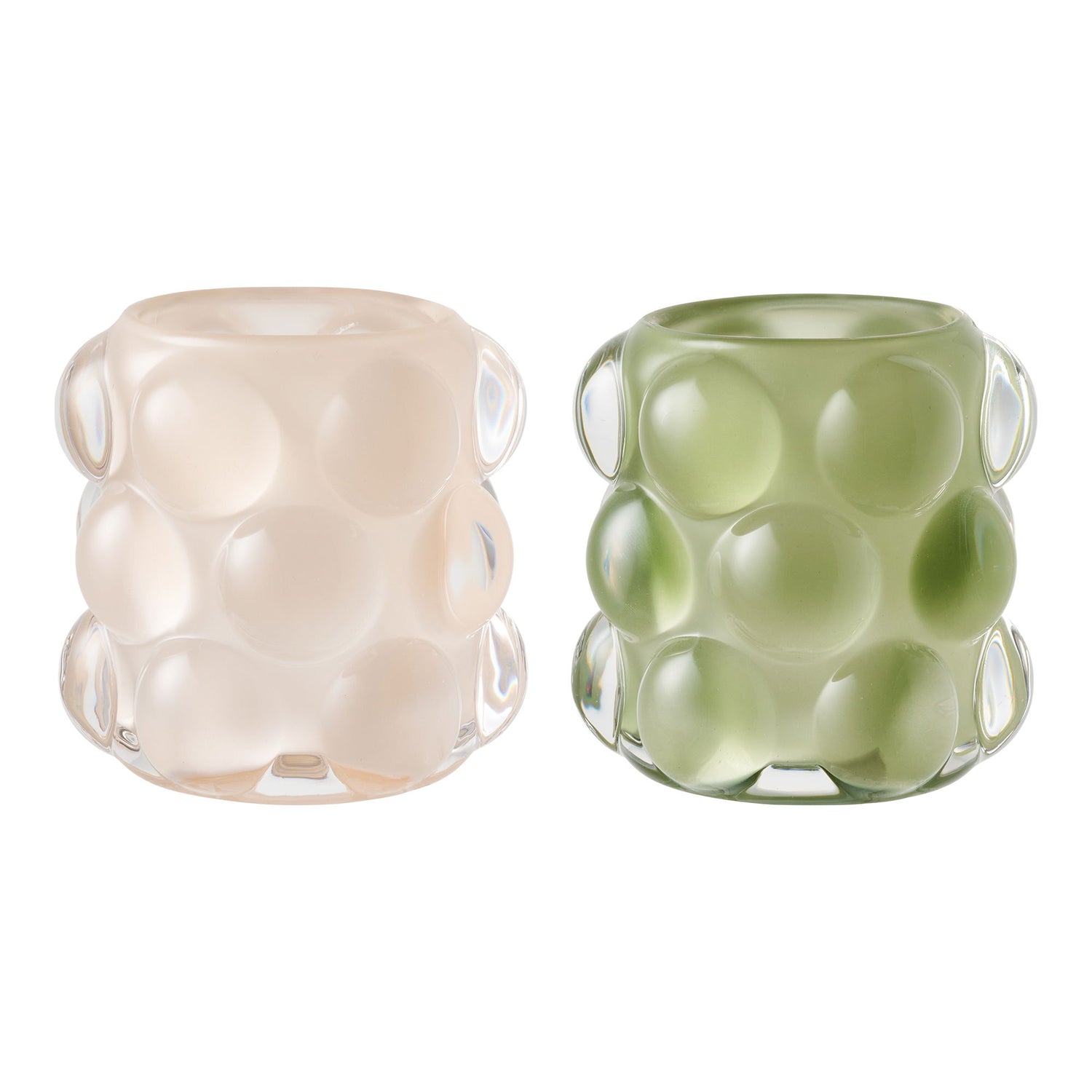 Candlestick - candlestick, glass, beige/green set of 2