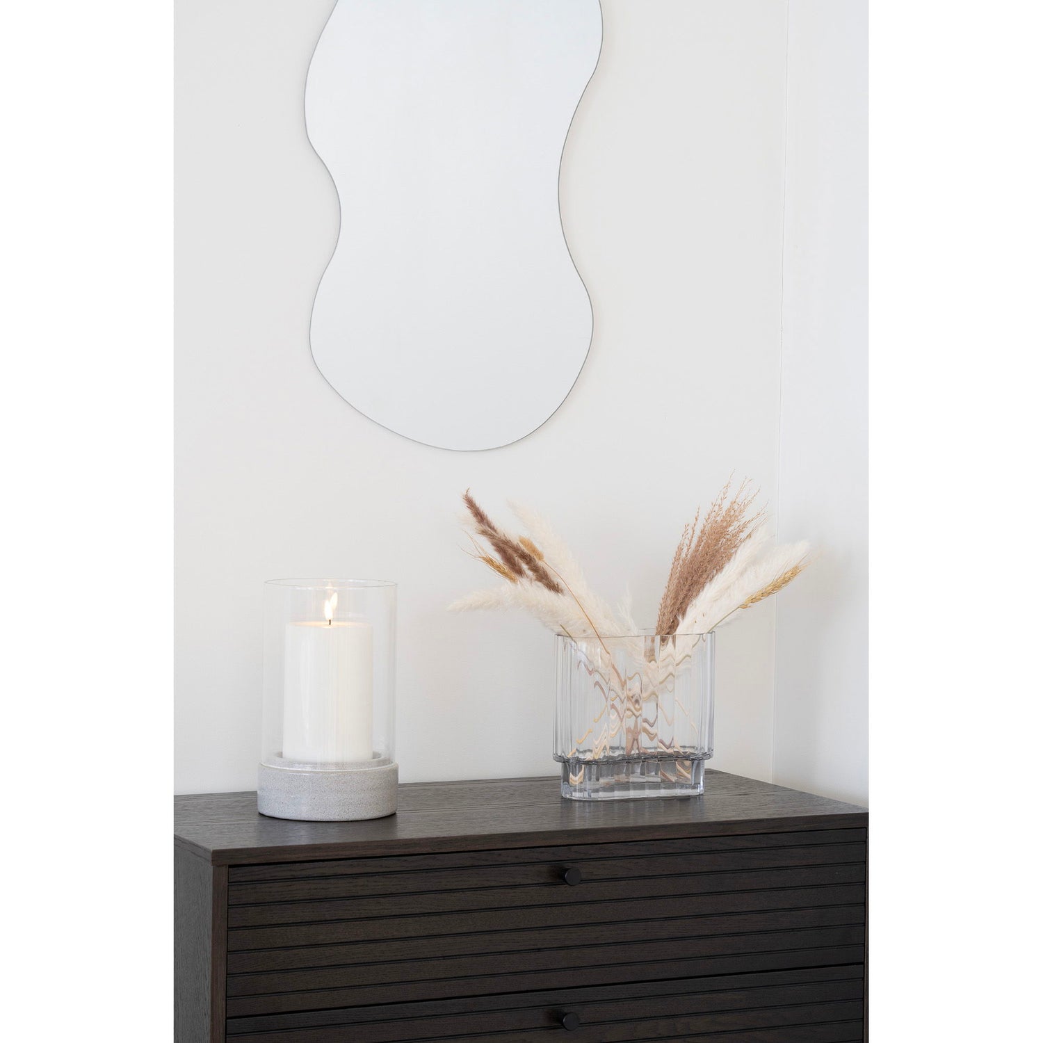 Hurricane Candlestick, Ceramics/Glass, Gray<br>16x25.5 cm