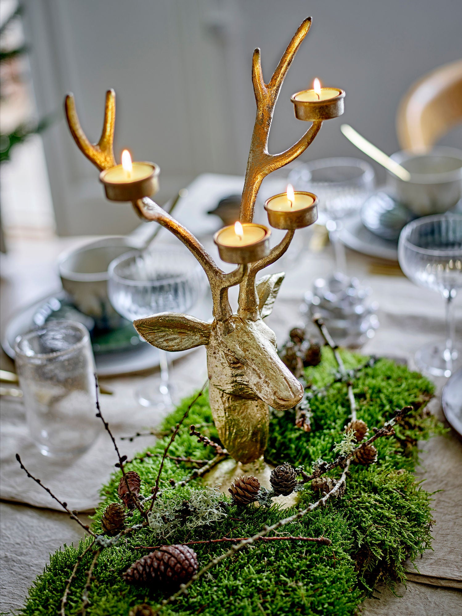 Bloomingville Kanei Fyrfadstage, Gold, Metal