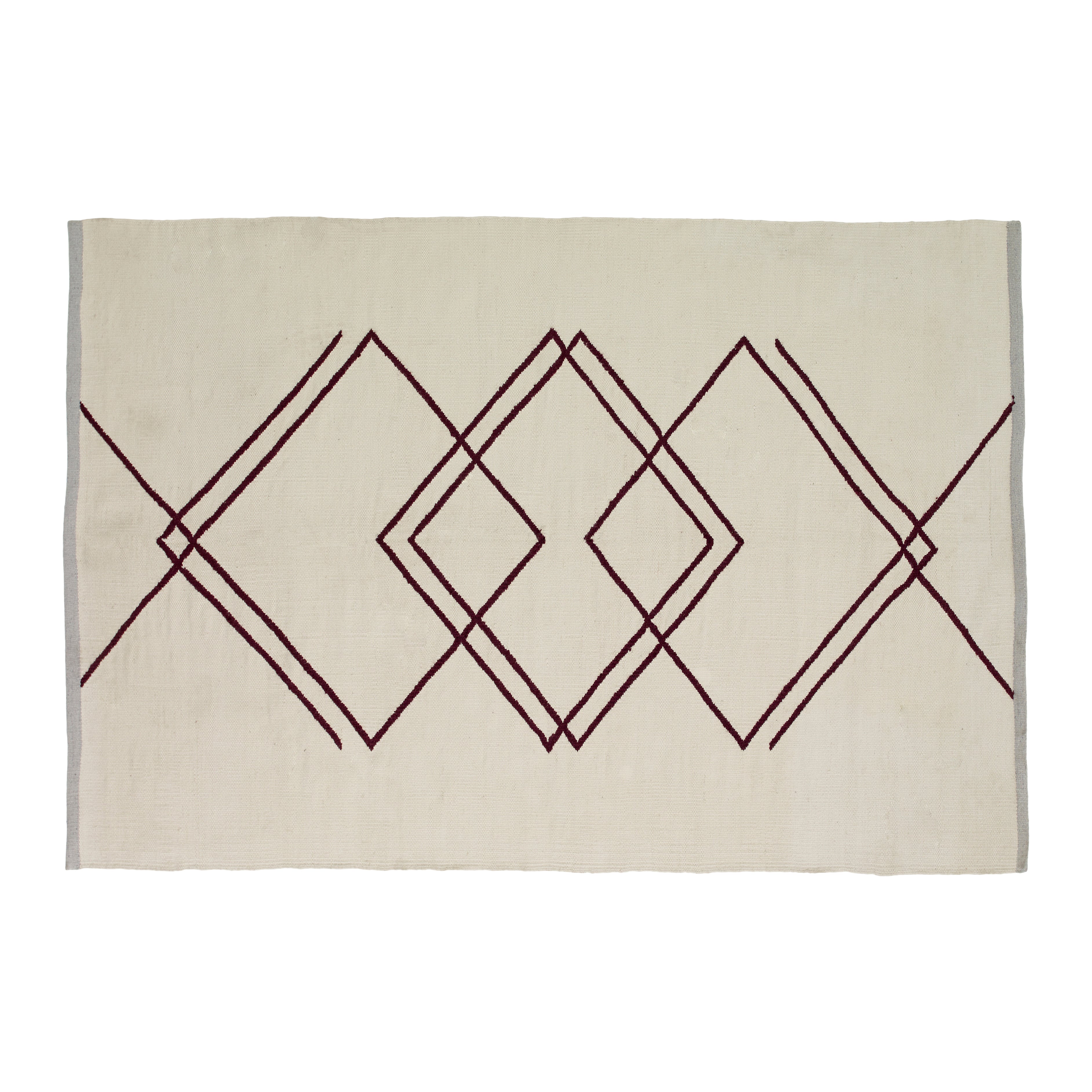 Rhomb Carpet White/Burgundy - 120x180cm