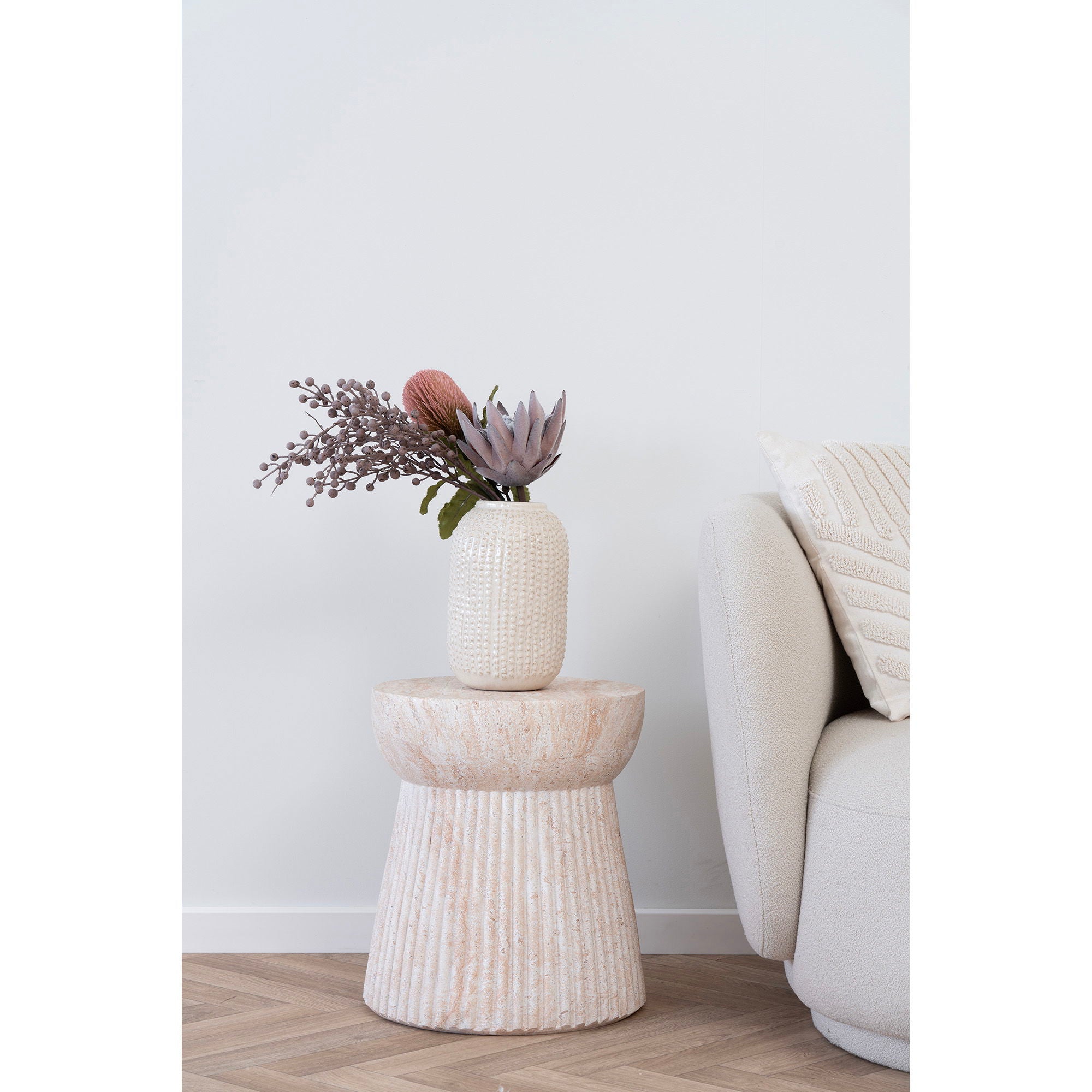 Side table, fiber clay, nature<br>Ø47.5x41 cm