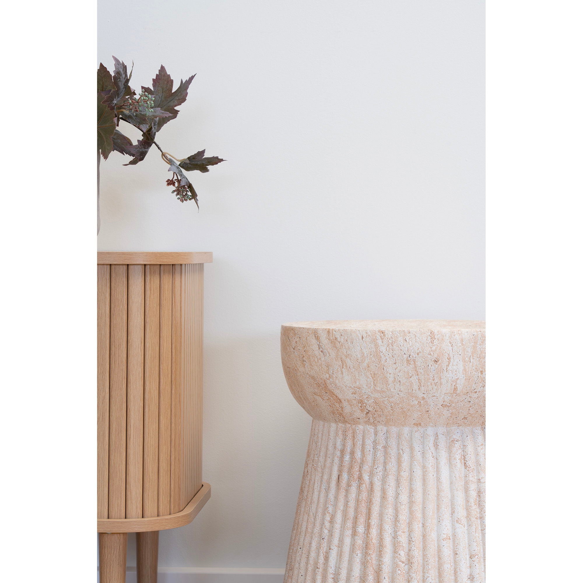 Side table, fiber clay, nature<br>Ø47.5x41 cm