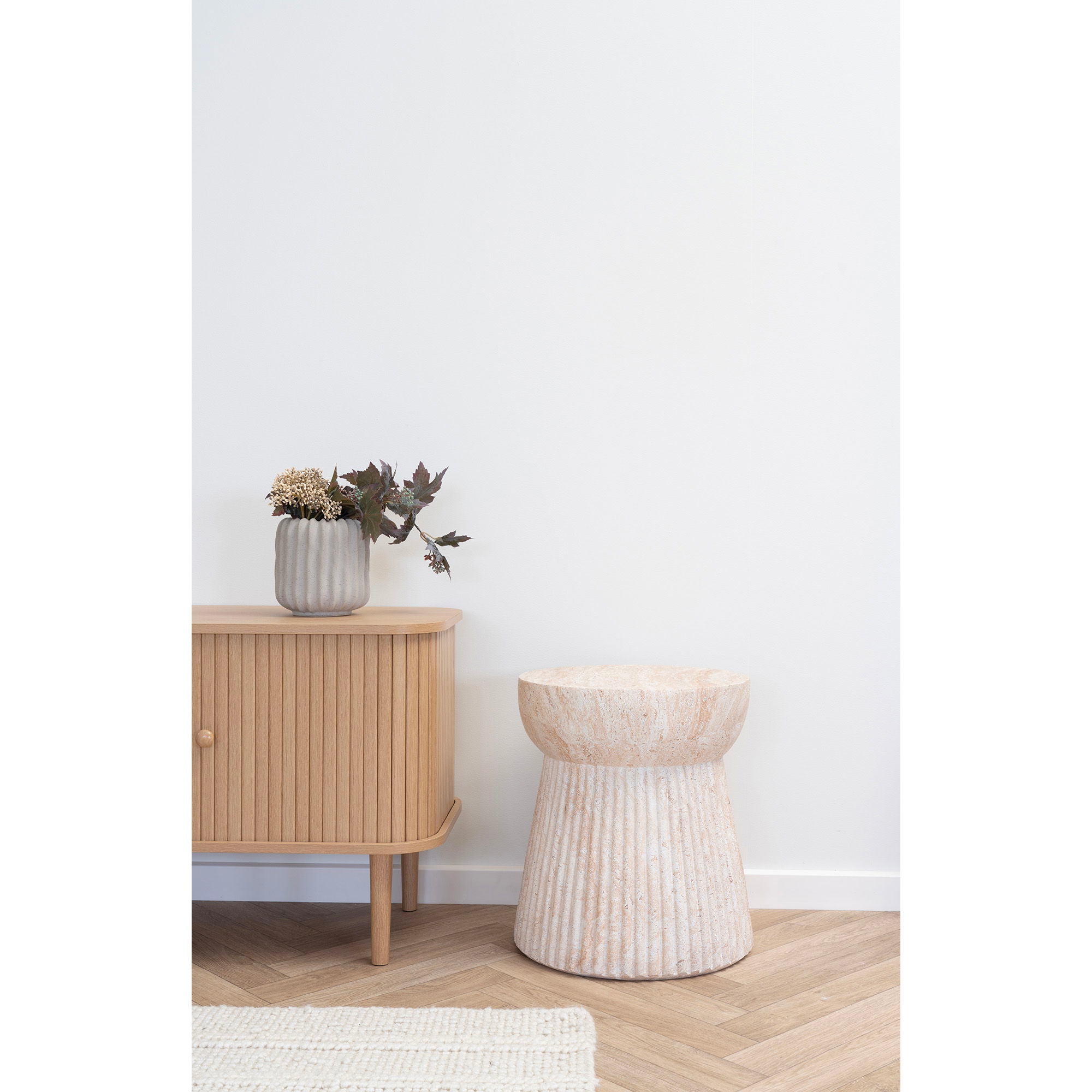 Side table, fiber clay, nature<br>Ø47.5x41 cm